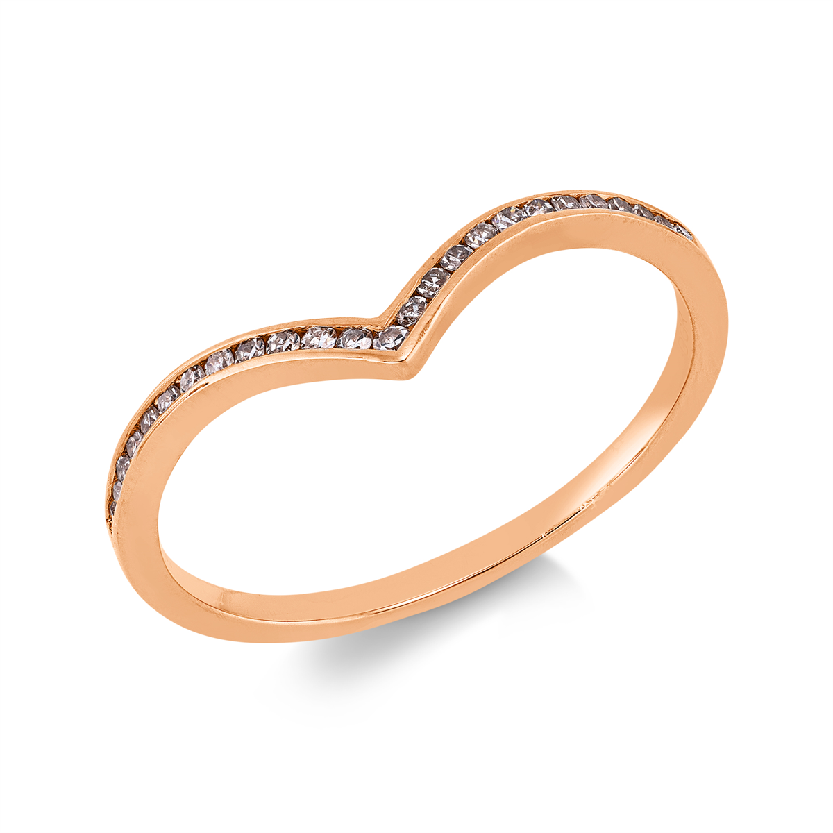 diamond single cut  modern woman ring in red gold