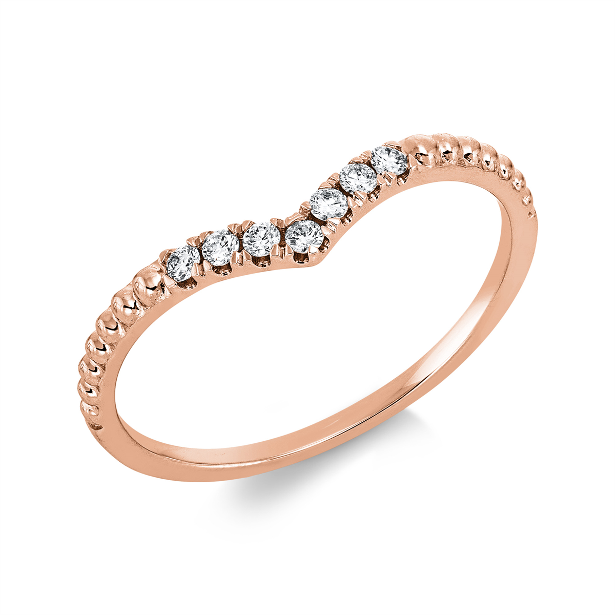 diamond full cut  modern woman ring in red gold