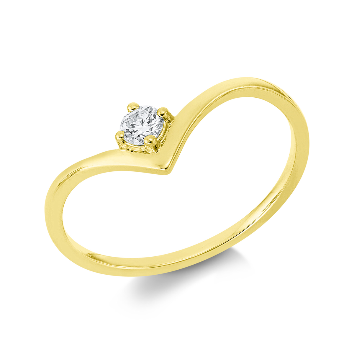 diamond full cut  solitaire ring in yellow gold