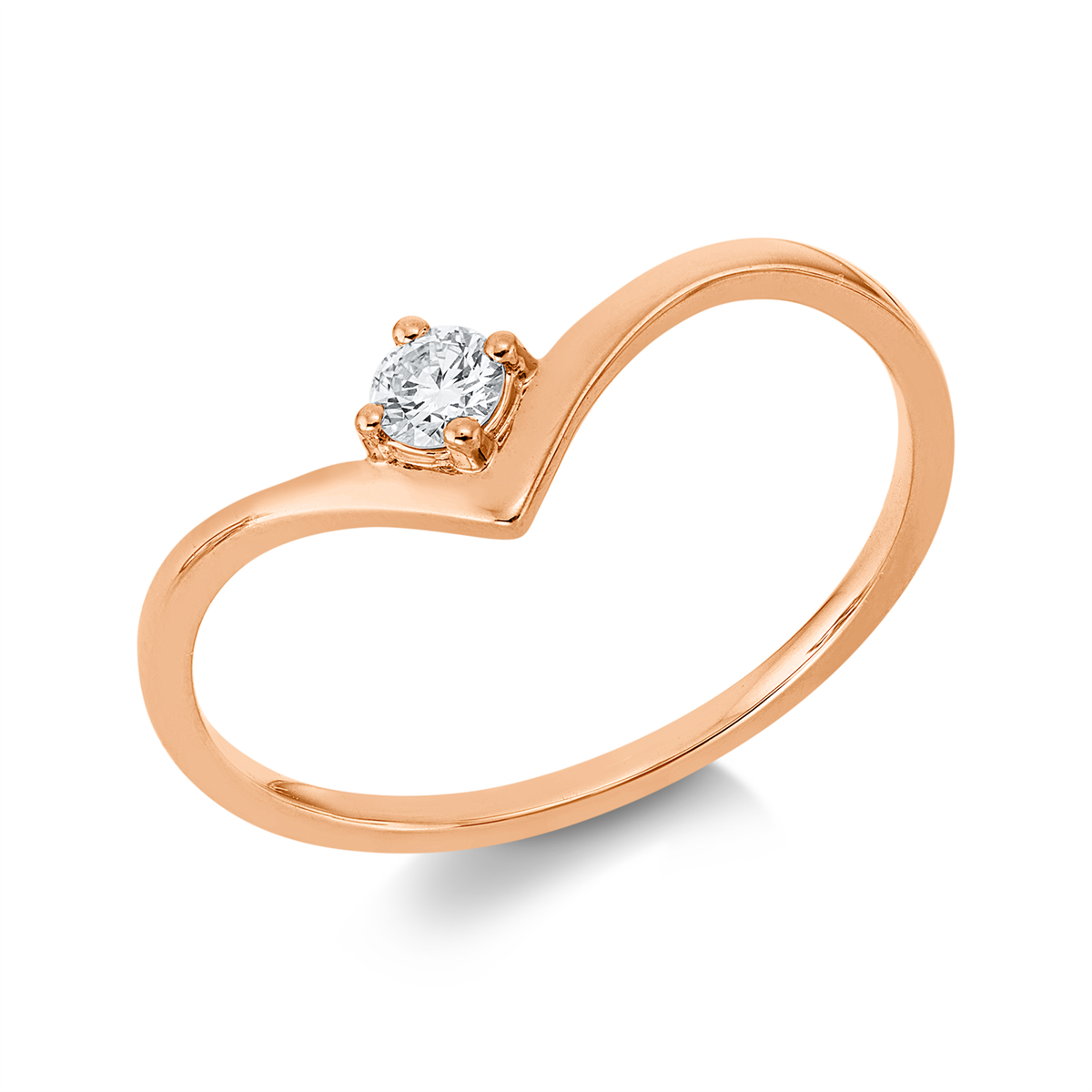 diamond full cut  solitaire ring in red gold