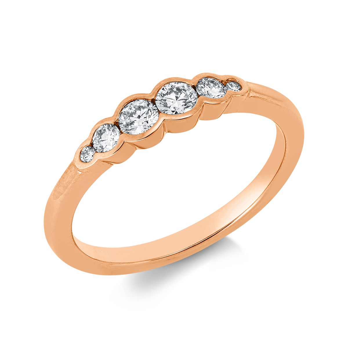 diamond full cut  modern woman ring in red gold