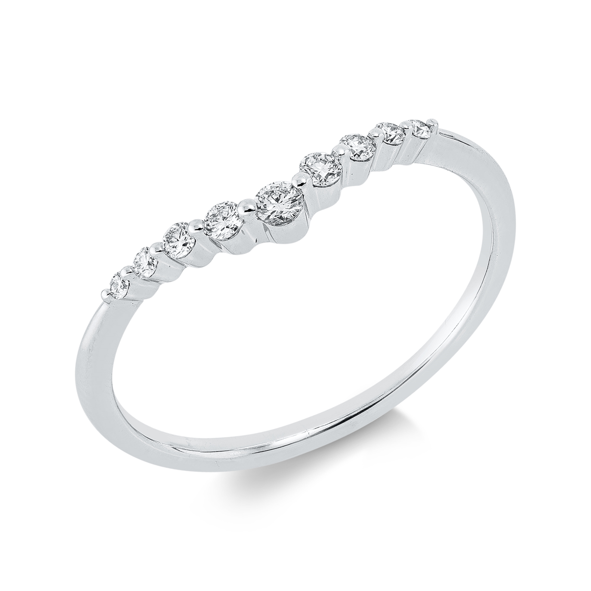 diamond full cut  modern woman ring in white gold