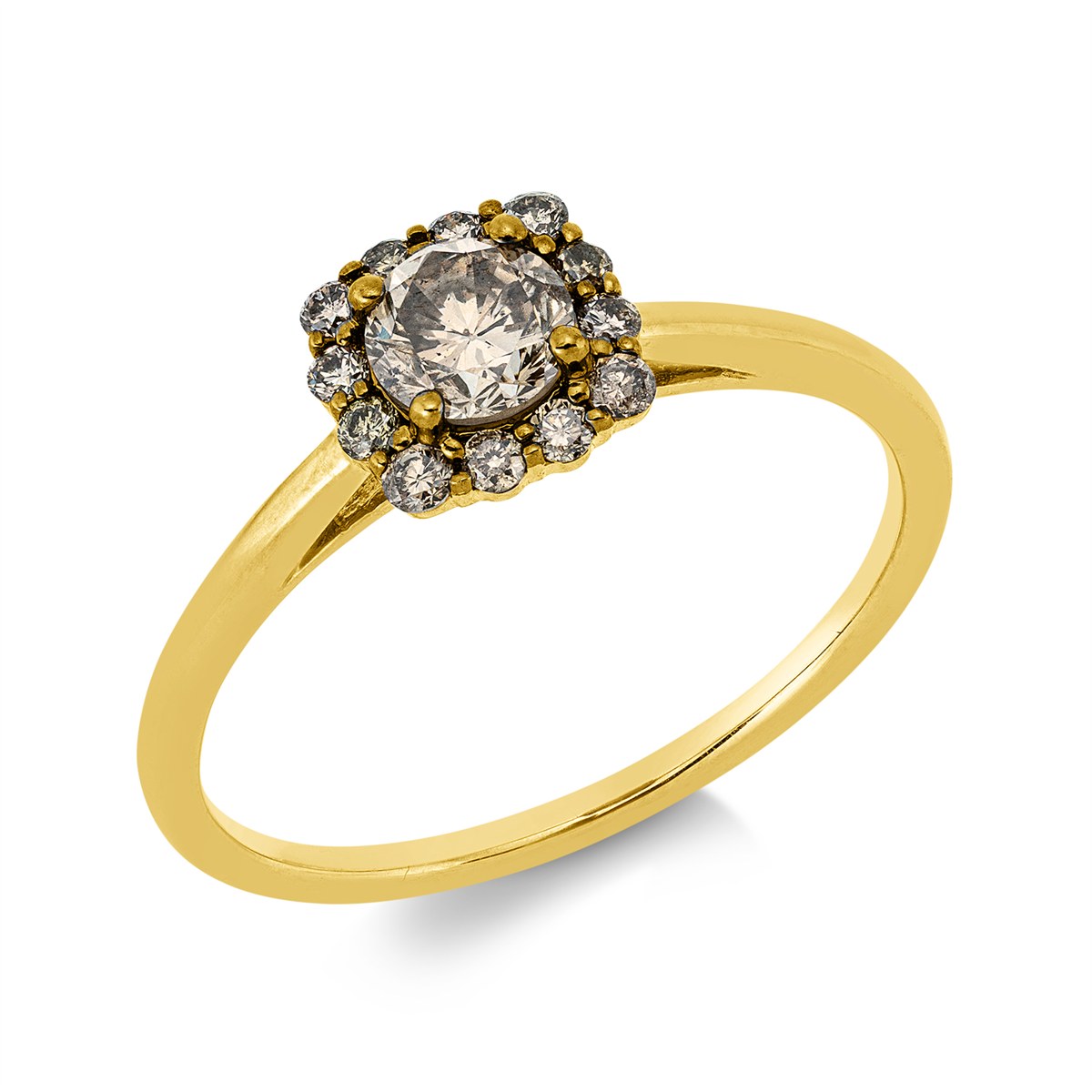 diamond full cut  fancy colored diamond ring in yellow gold