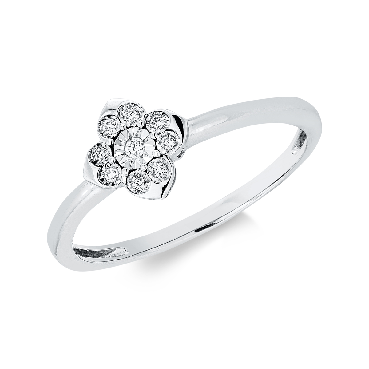 diamond full cut  illusion classic ring in white gold