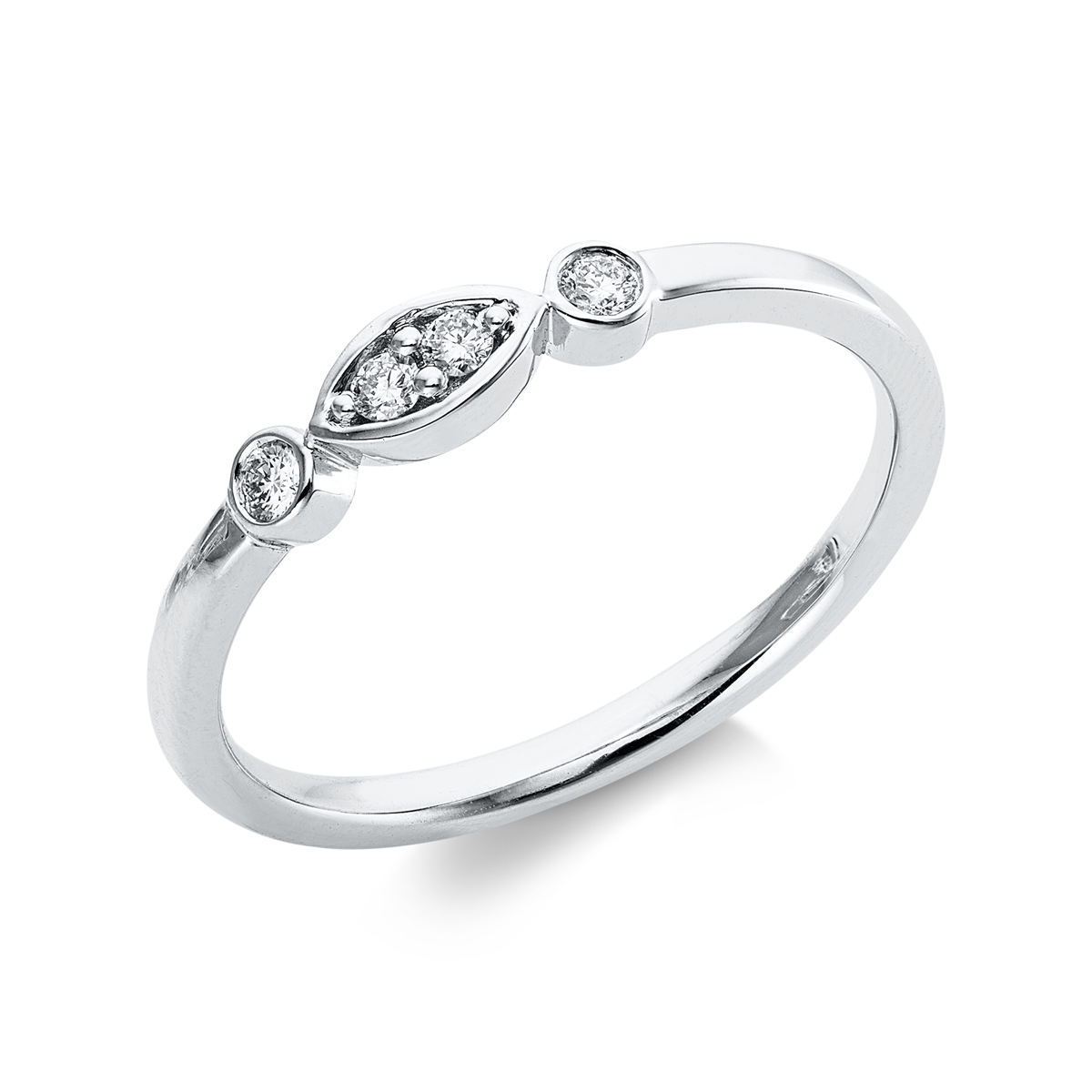 diamond full cut  modern woman ring in white gold