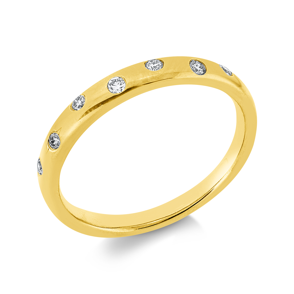 diamond full cut  modern woman ring in yellow gold