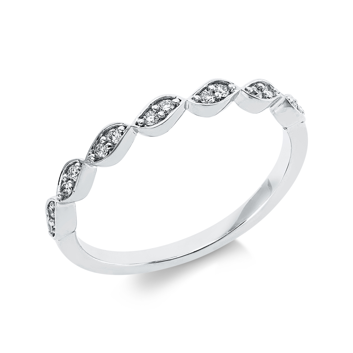 diamond full cut  modern woman ring in white gold