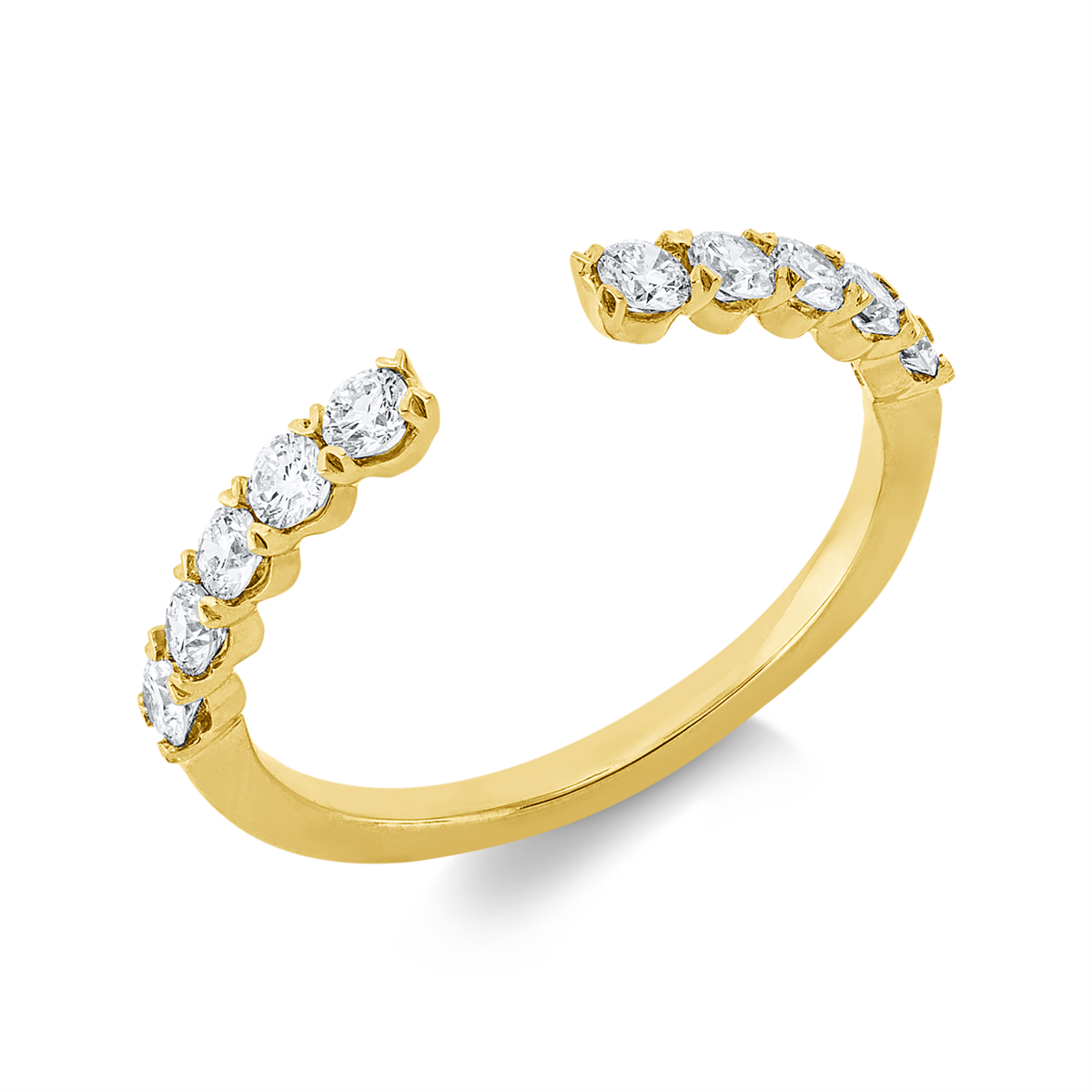 diamond full cut  modern woman ring in yellow gold