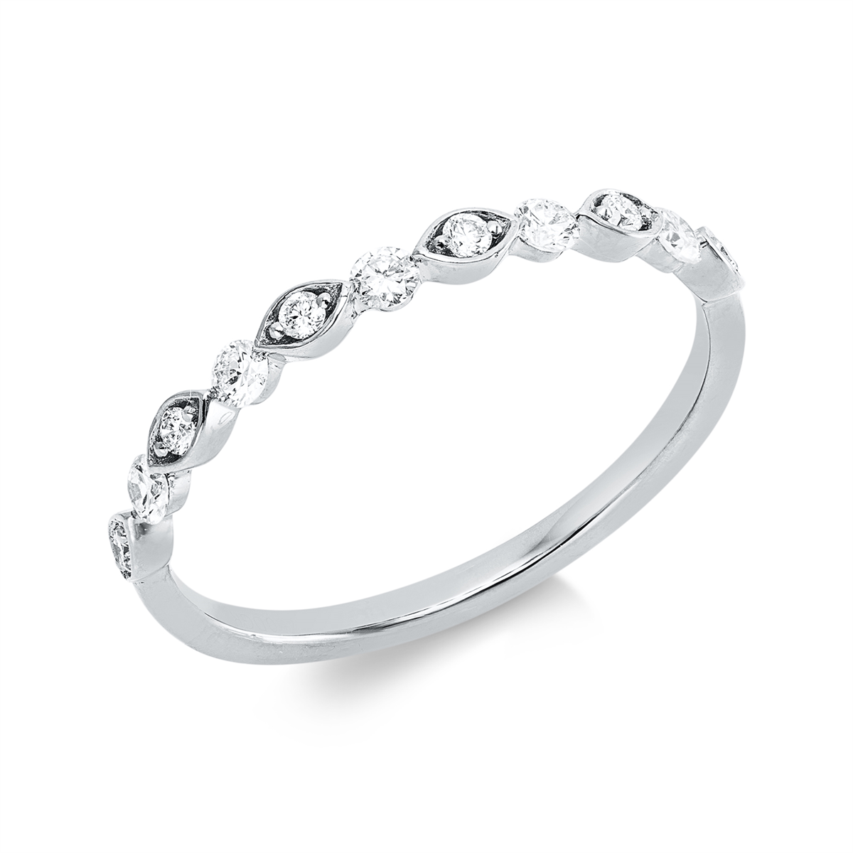 diamond full cut  modern woman ring in white gold
