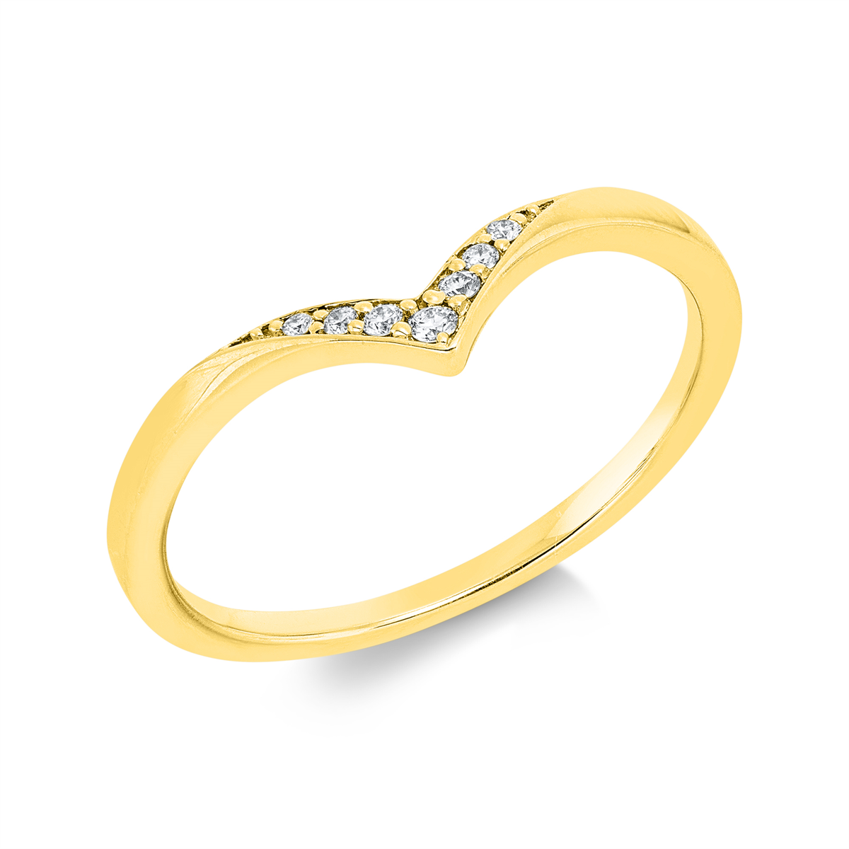 diamond full cut  modern woman ring in yellow gold