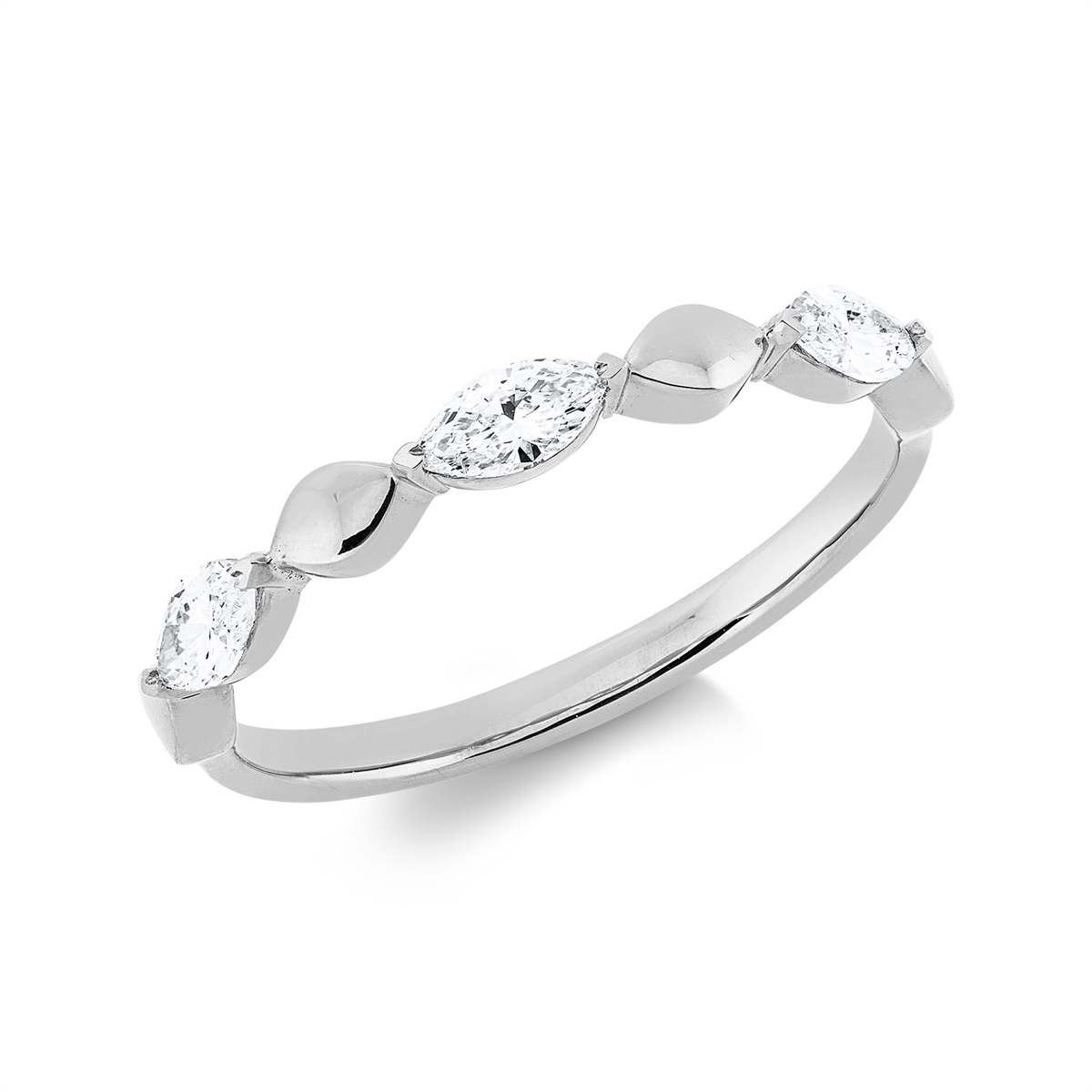 marquise  modern woman ring in white gold