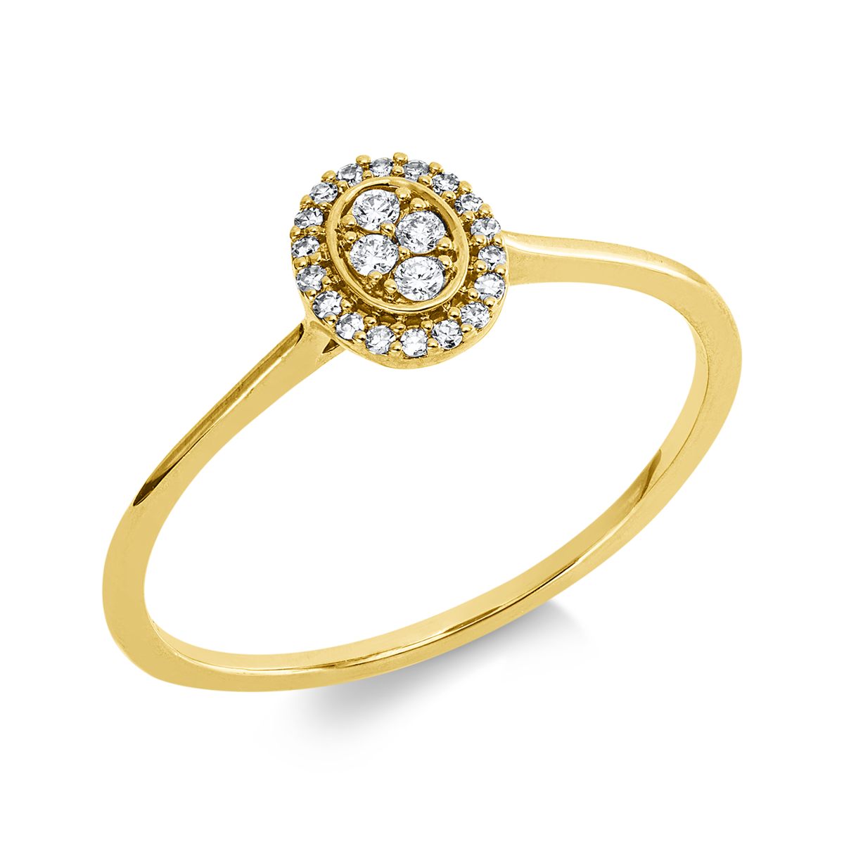 diamond full cut  modern woman ring in yellow gold