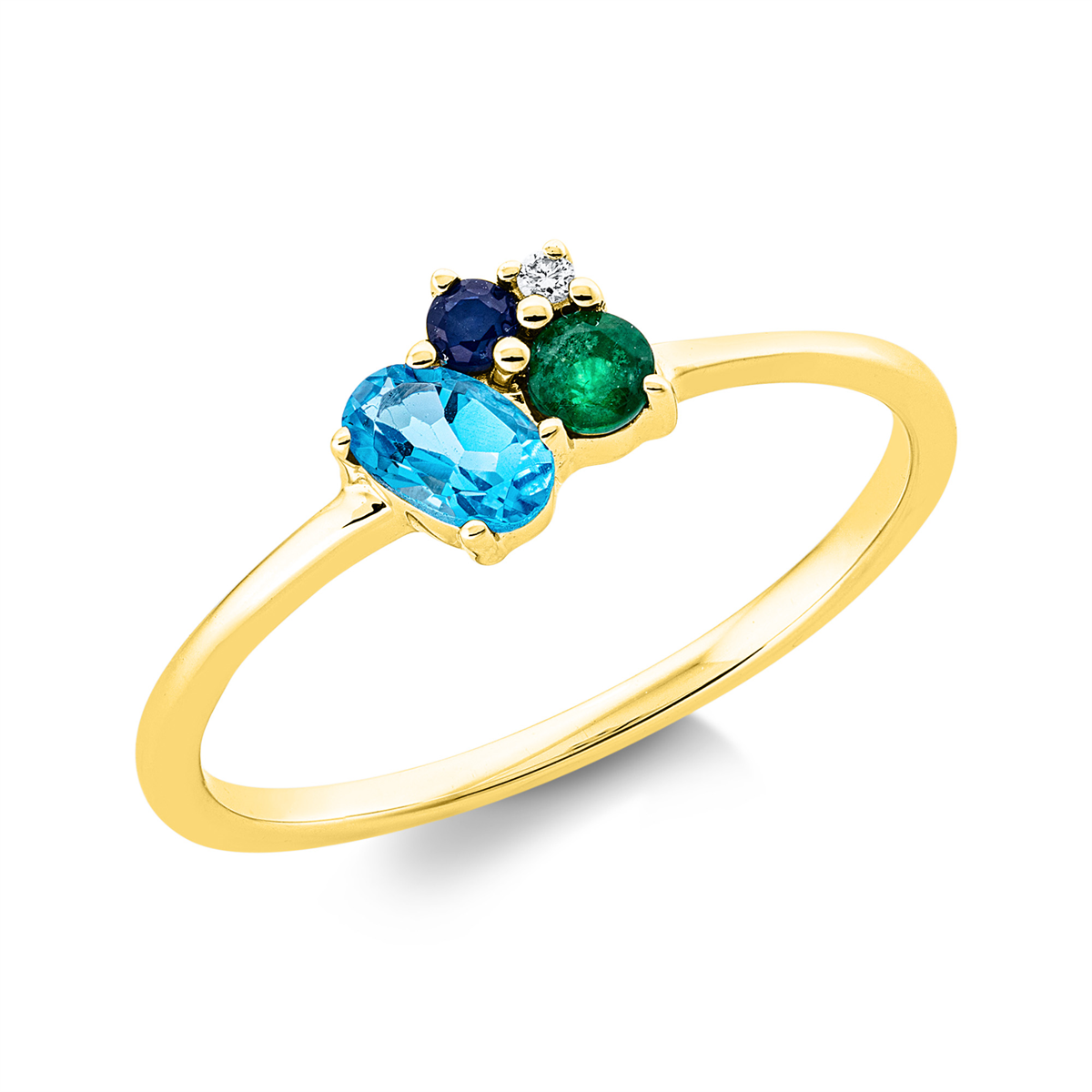 diamond full cut topaz colored stone fashion ring in yellow gold