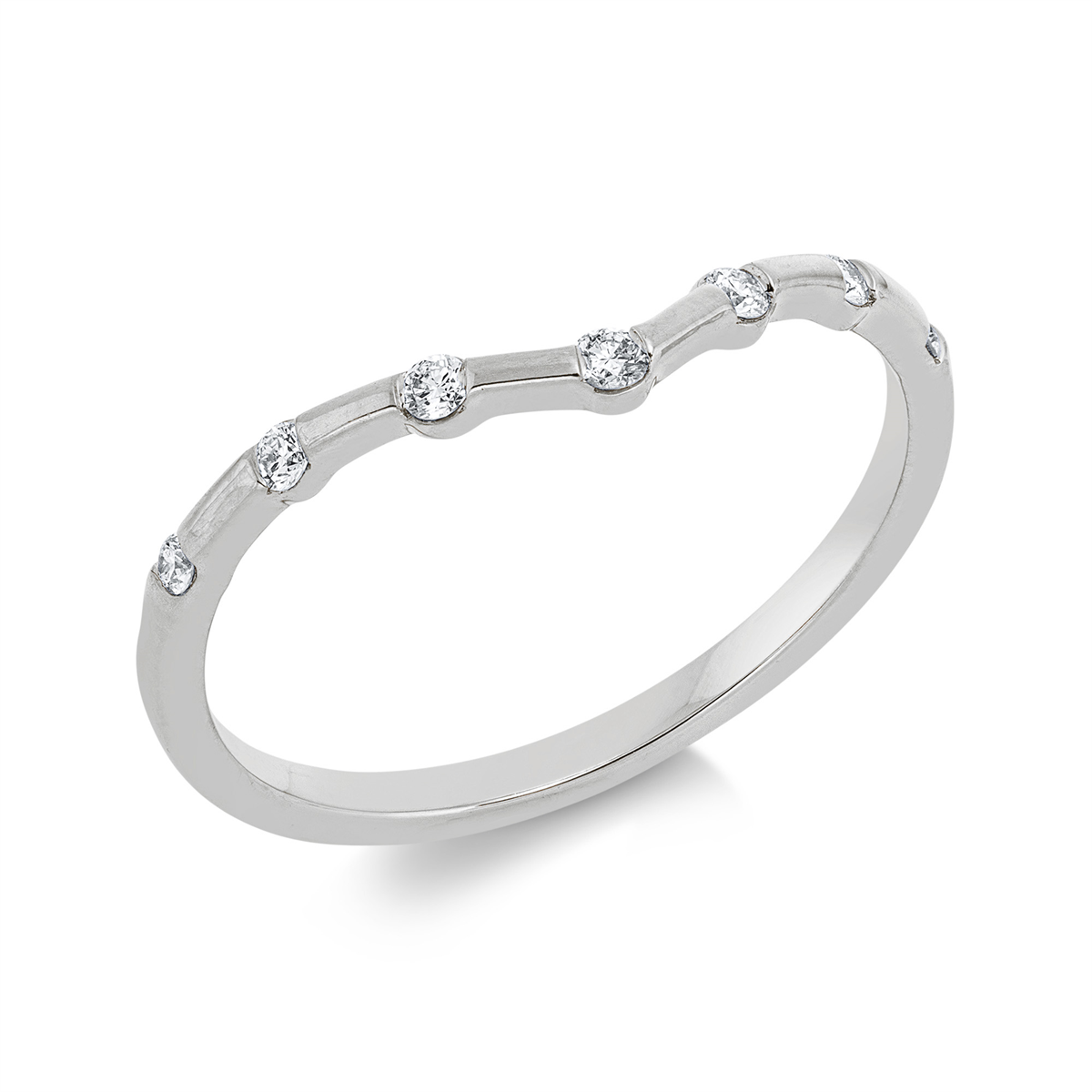 diamond full cut  modern woman ring in white gold