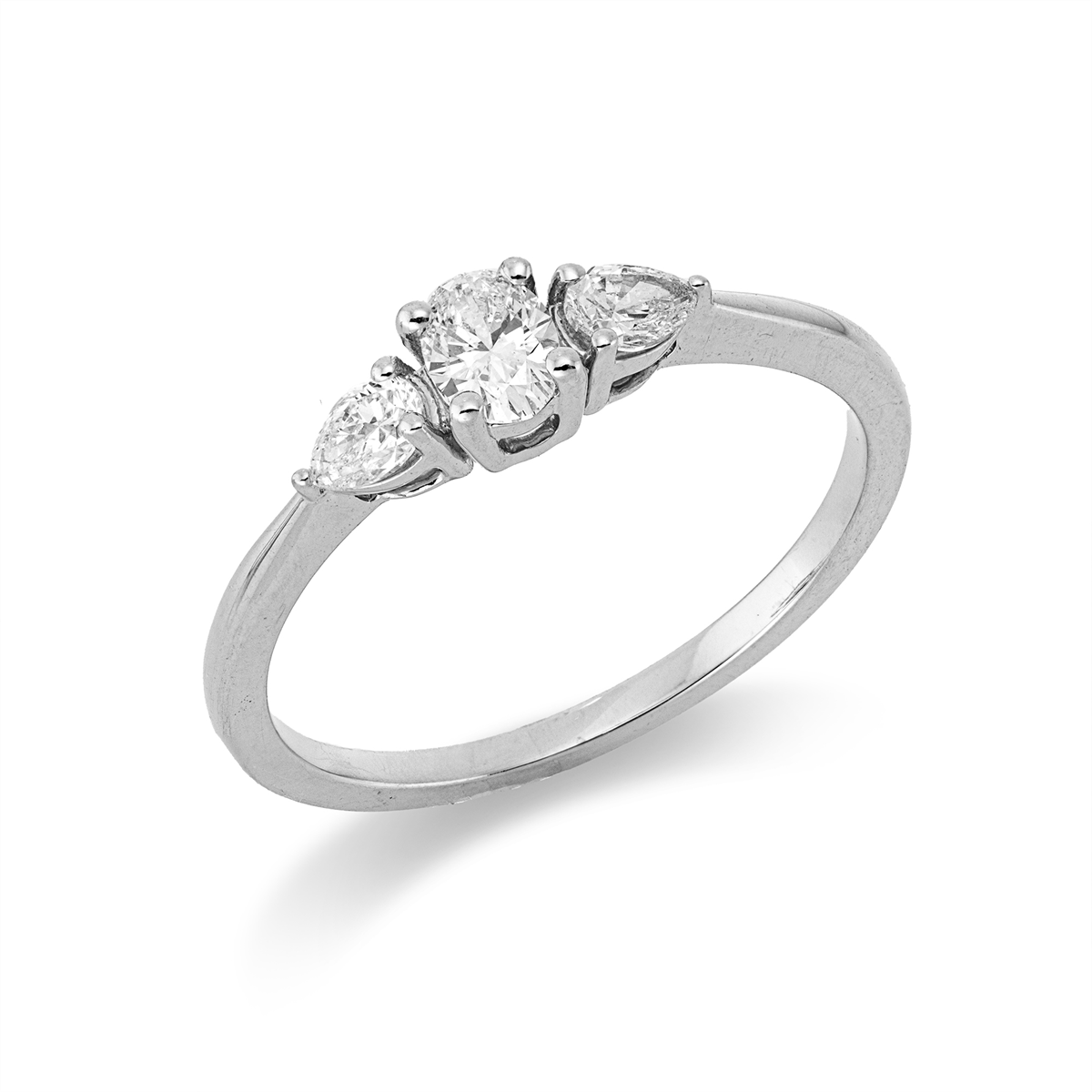 oval  modern woman ring in white gold