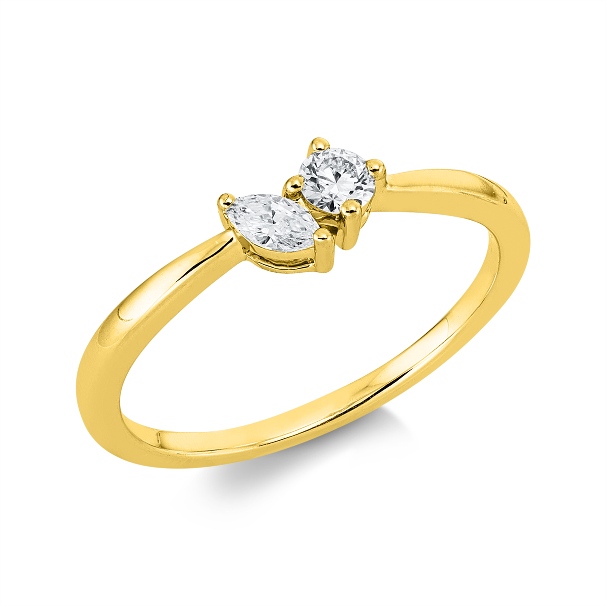 diamond full cut  modern woman ring in yellow gold