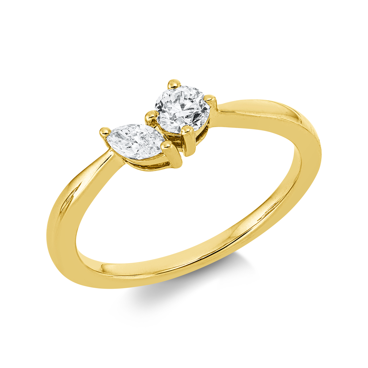 diamond full cut  modern woman ring in yellow gold