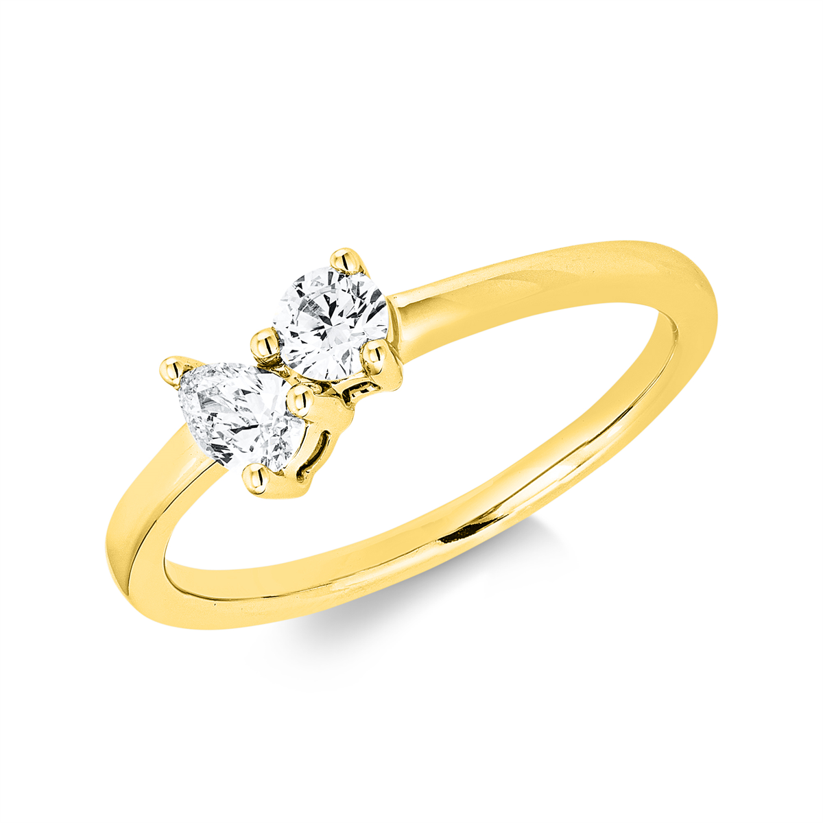 diamond full cut  modern woman ring in yellow gold