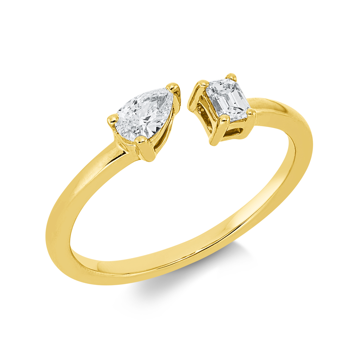 pear shape  modern woman ring in yellow gold