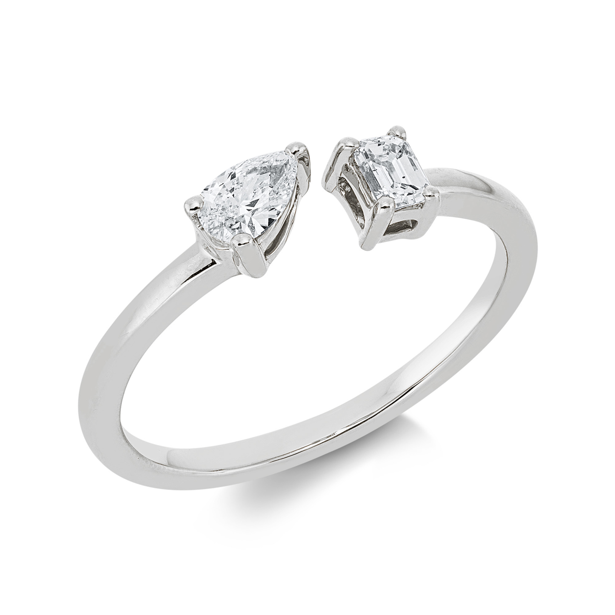 pear shape  modern woman ring in white gold