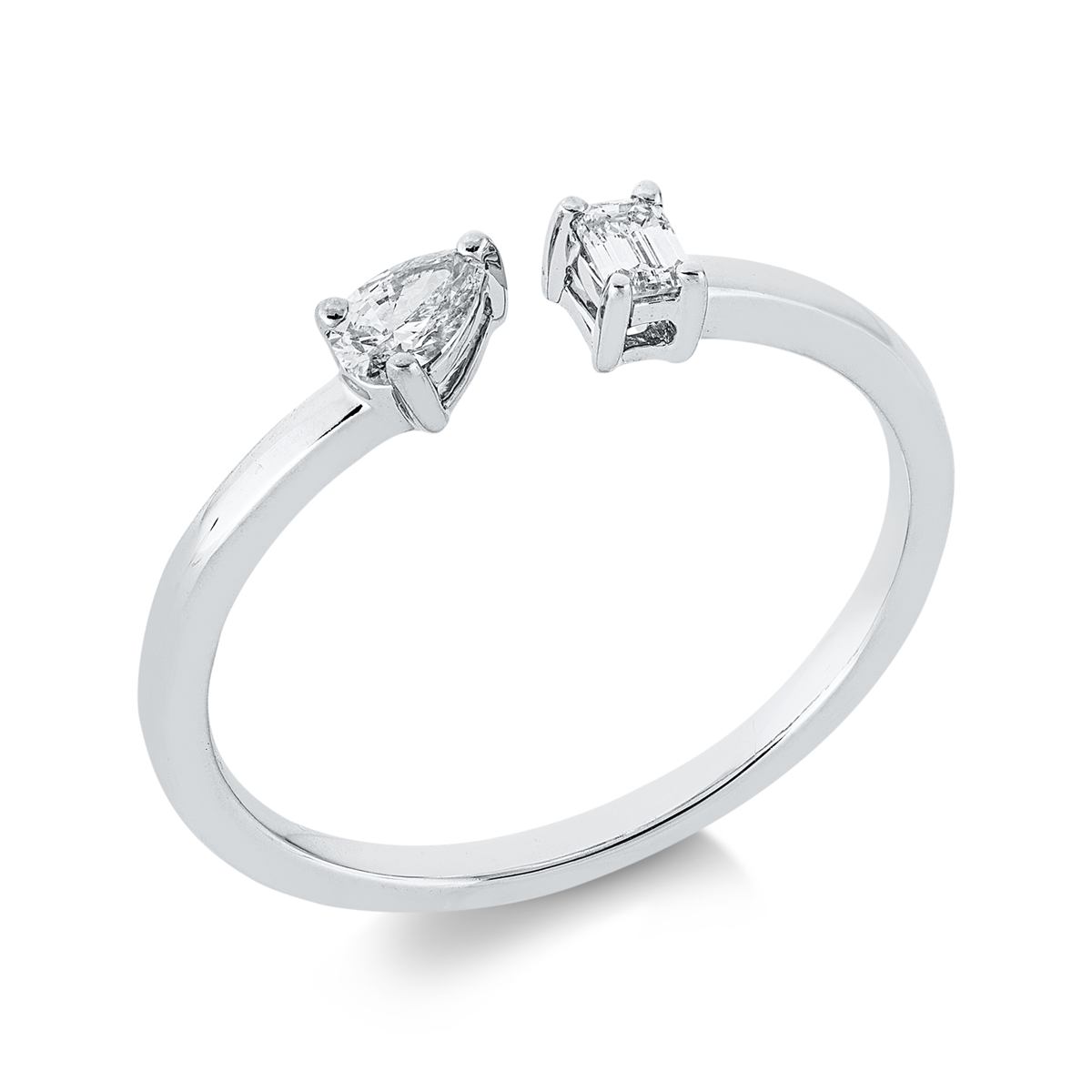 pear shape  modern woman ring in white gold