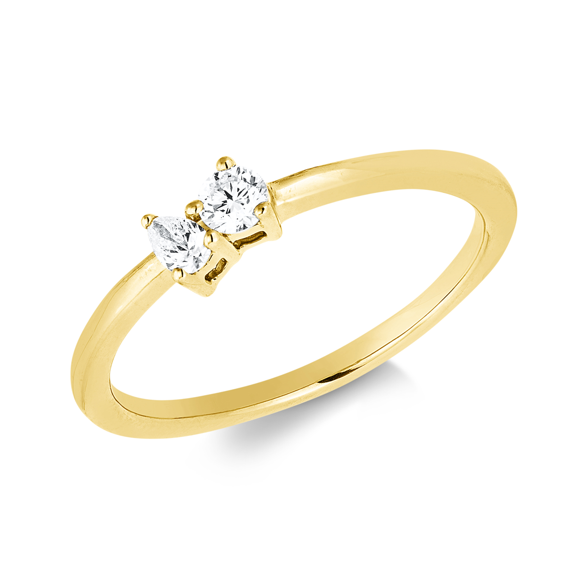 diamond full cut  modern woman ring in yellow gold