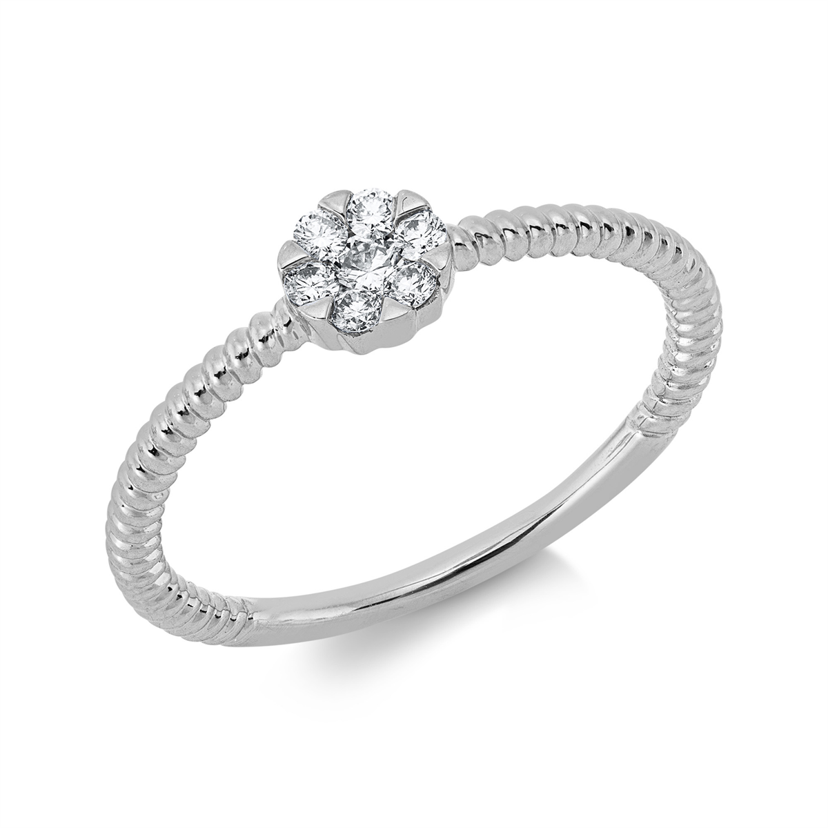 diamond full cut  illusion classic ring in white gold