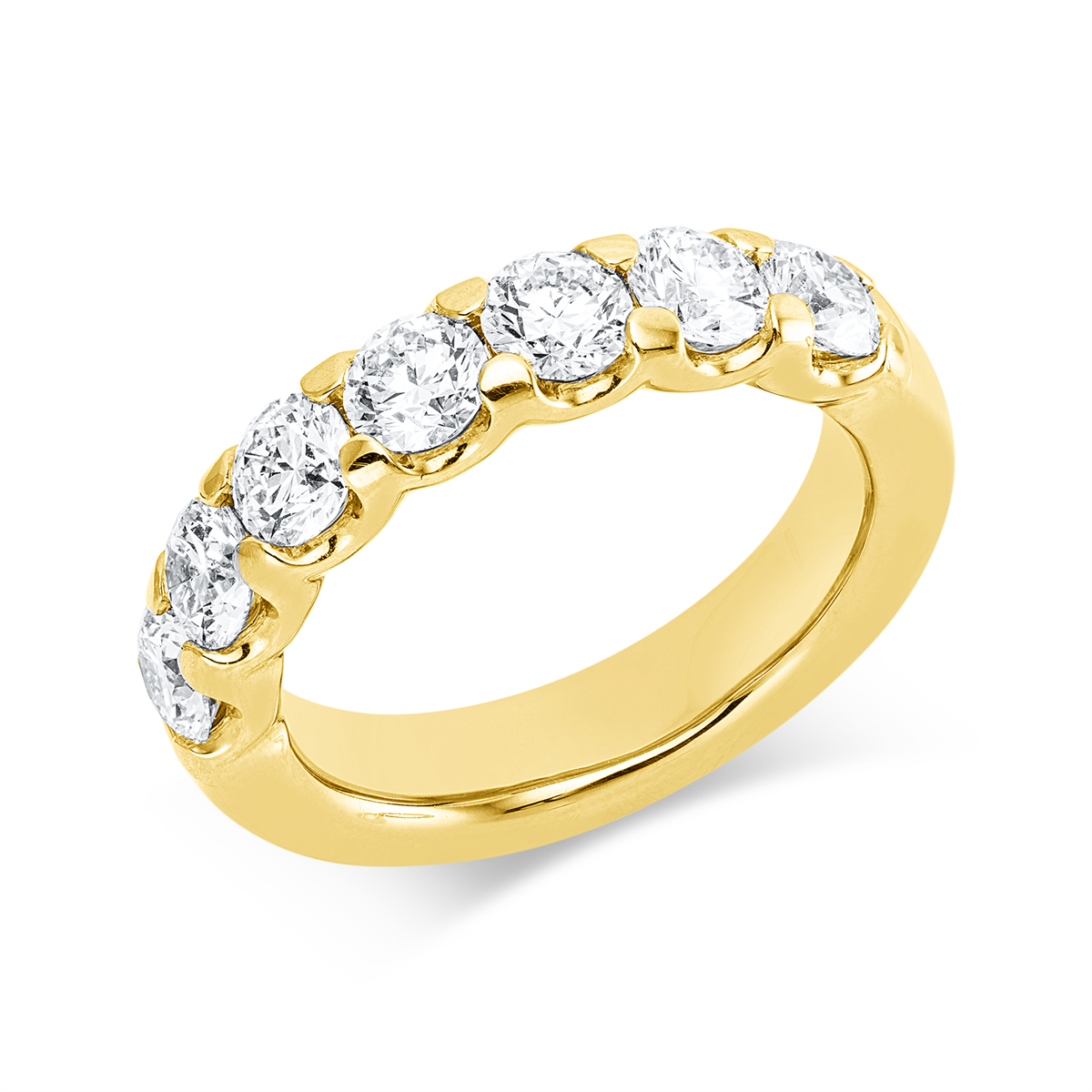 diamond full cut  eternity half ring in yellow gold
