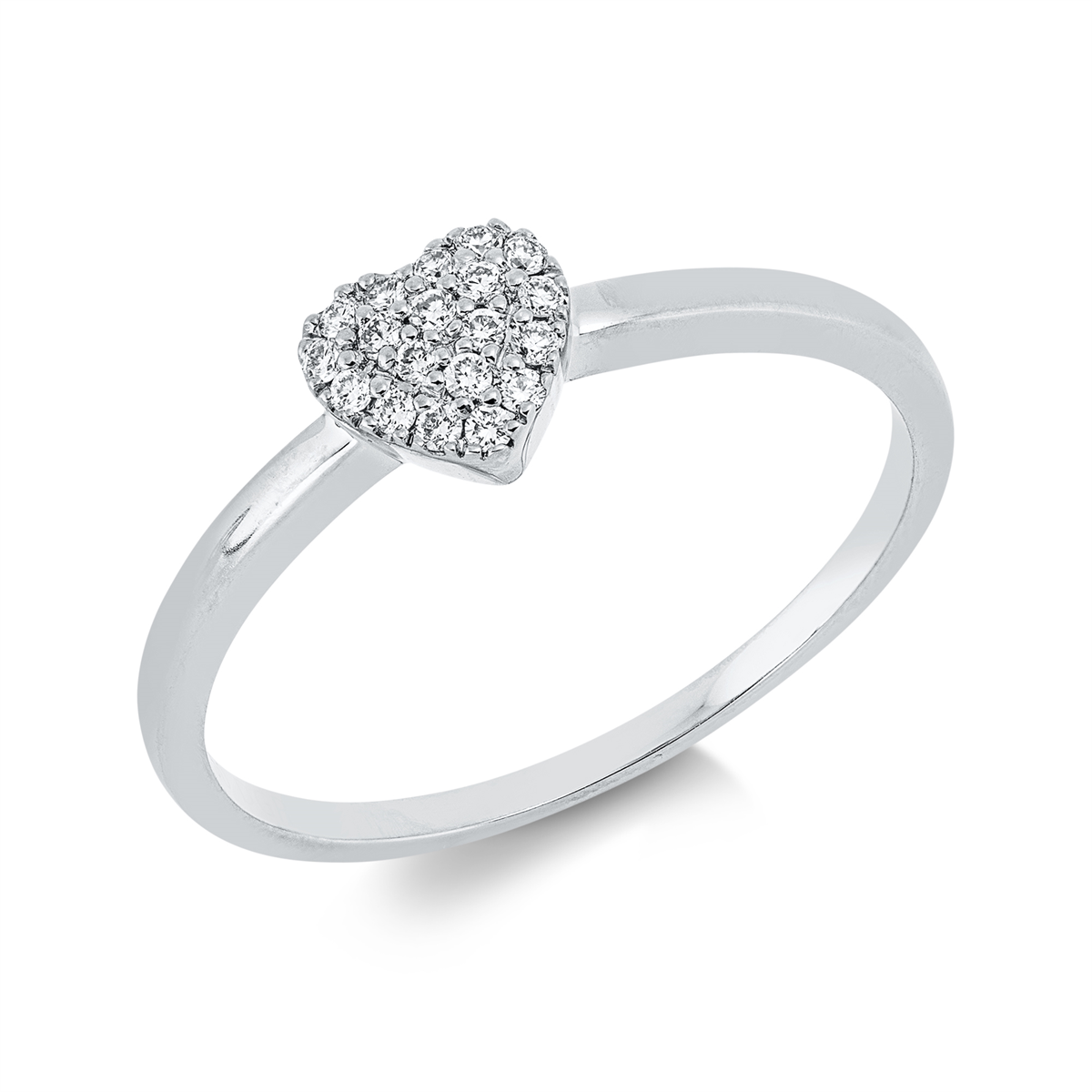 diamond full cut  heart ring in white gold