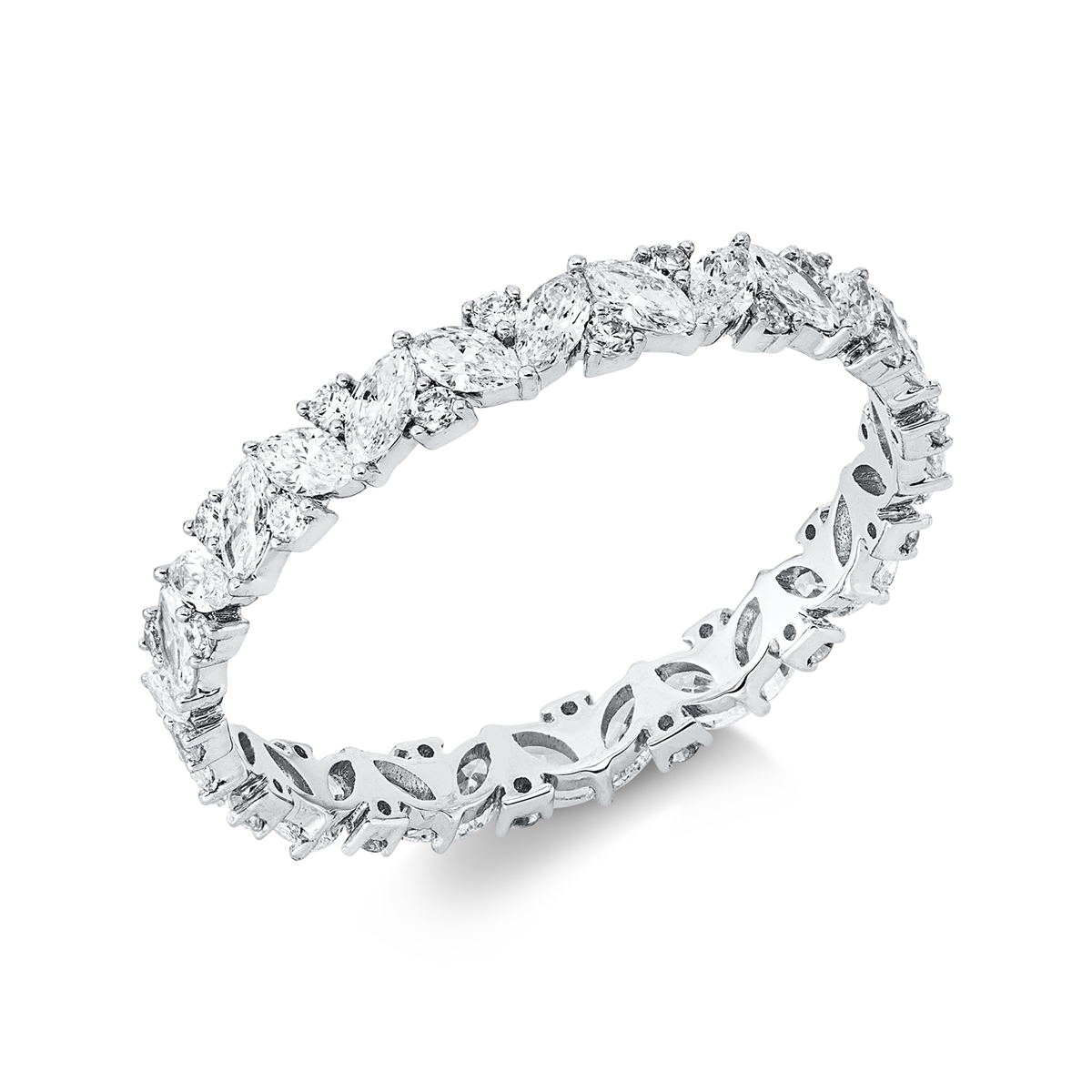 diamond full cut  modern woman ring in white gold