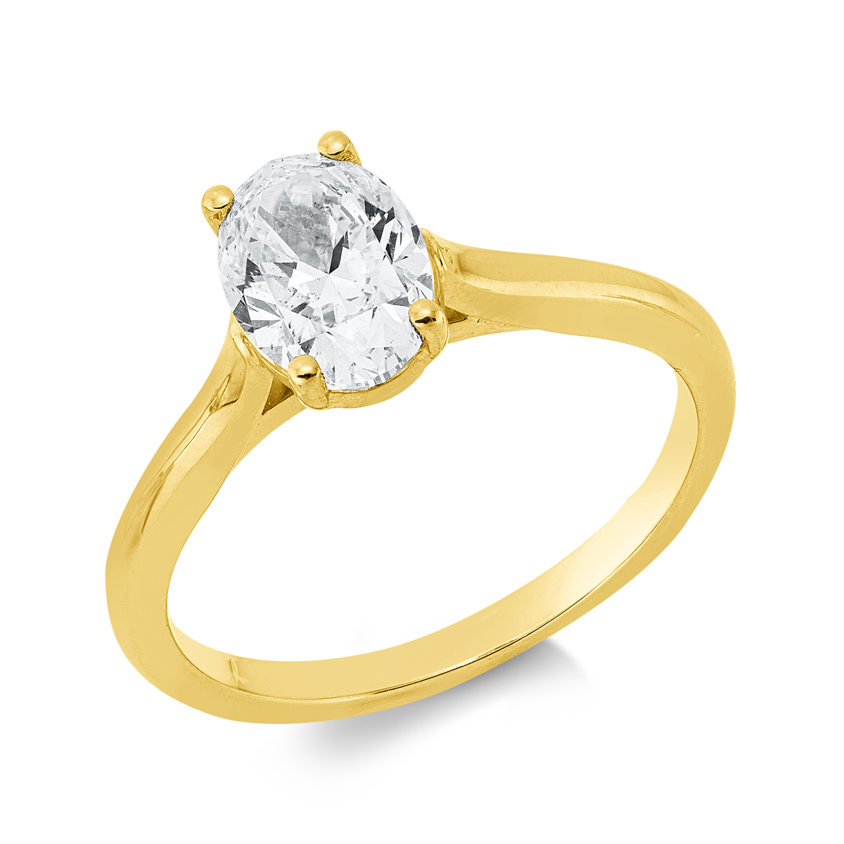 oval  solitaire ring in yellow gold