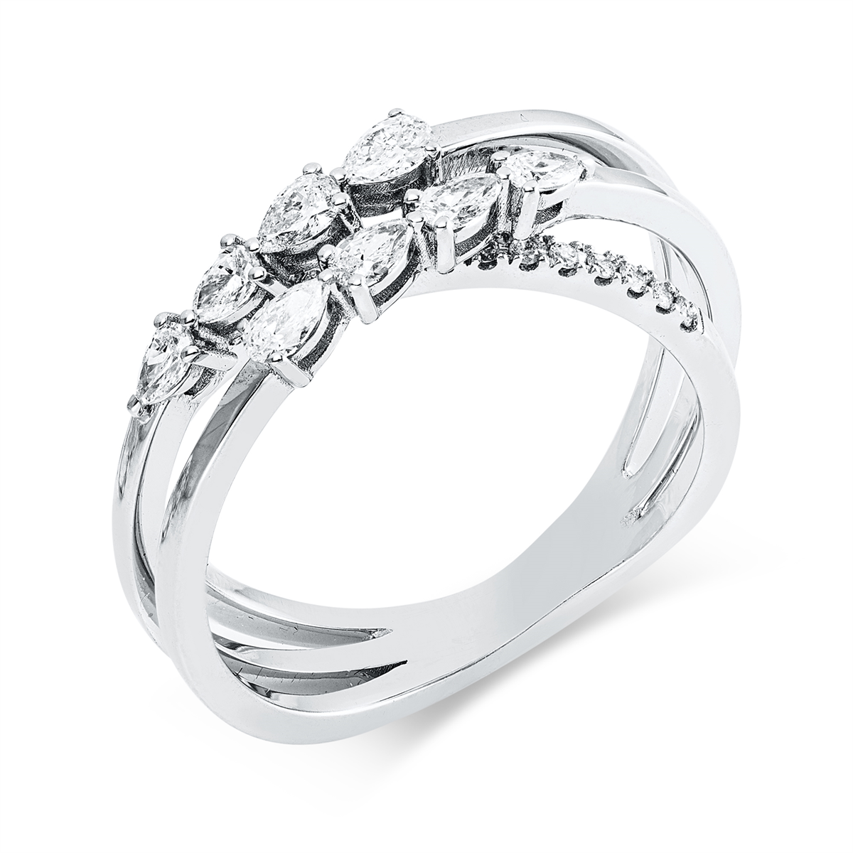 pear shape  modern woman ring in white gold