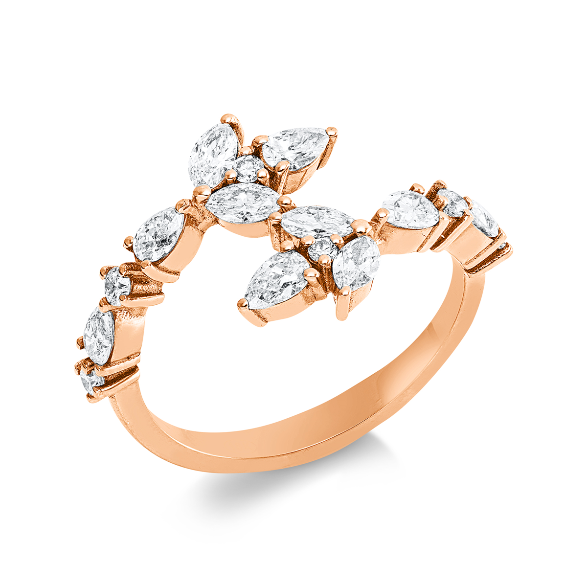 pear shape  modern woman ring in red gold
