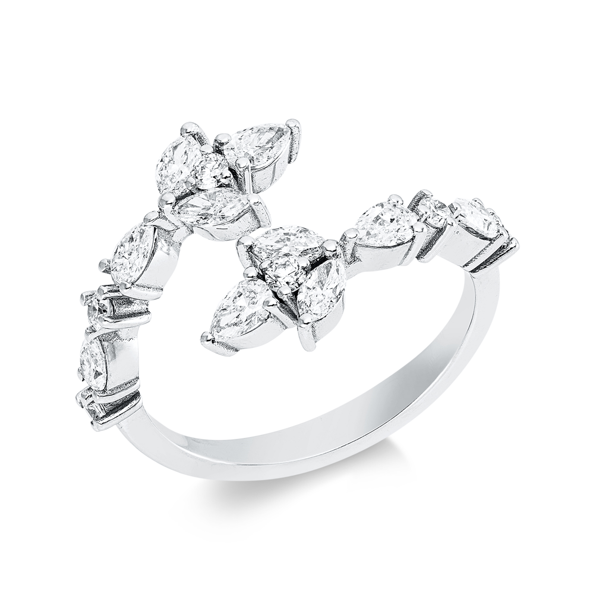 pear shape  modern woman ring in white gold