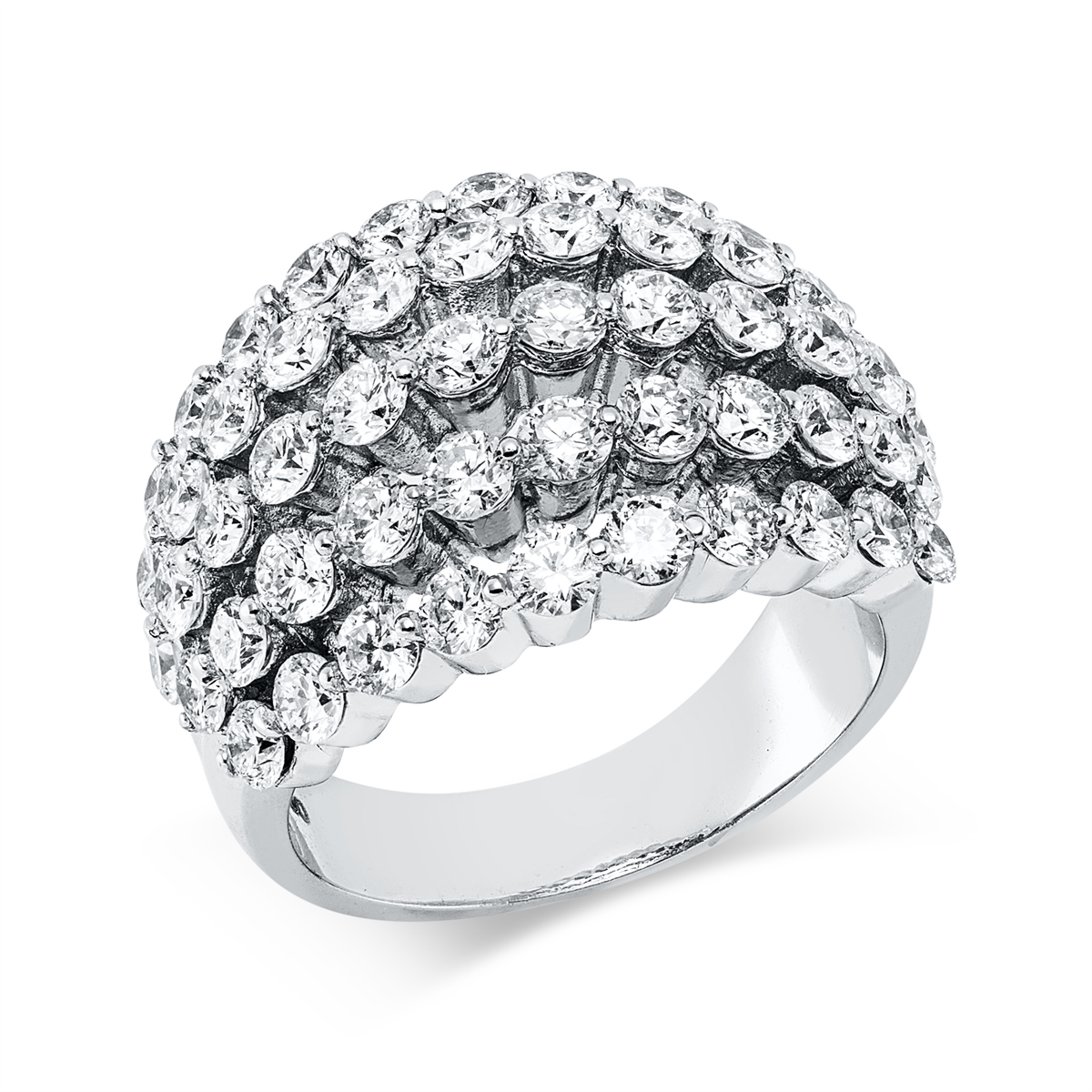 diamond full cut  modern woman ring in white gold