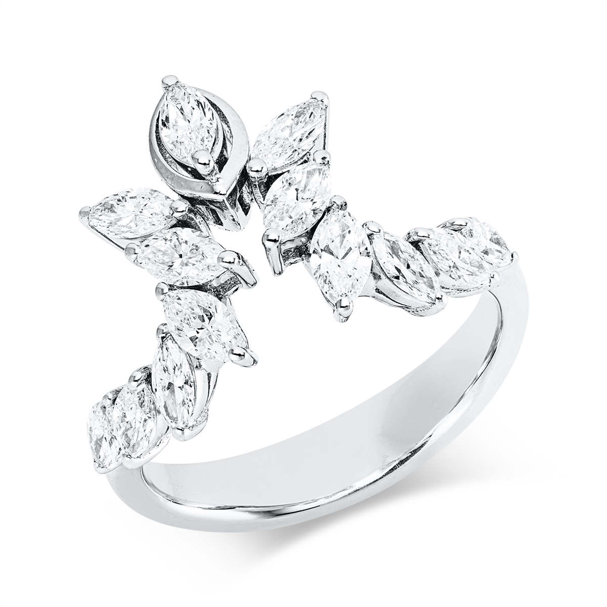 marquise  modern woman ring in white gold