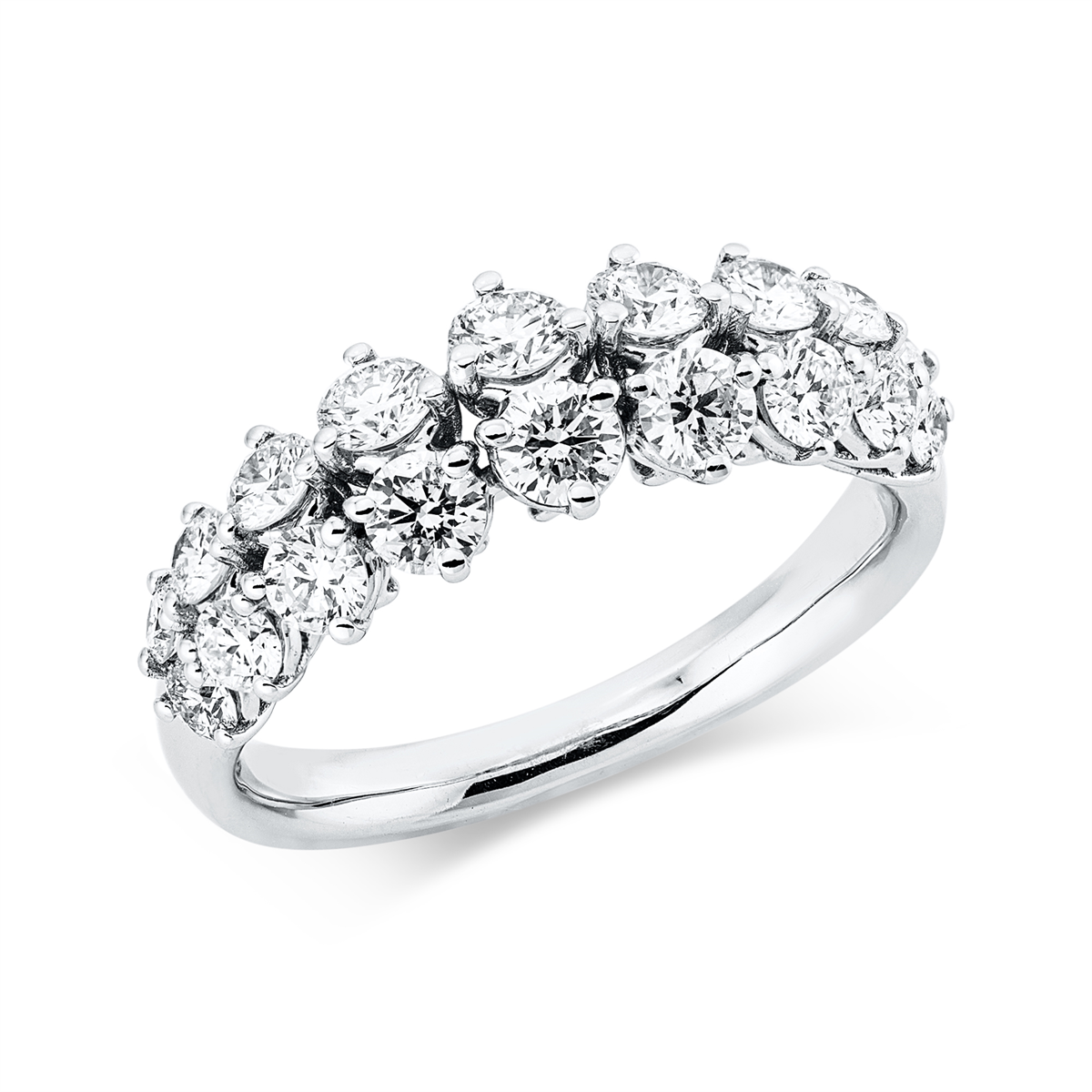 diamond full cut  modern woman ring in white gold