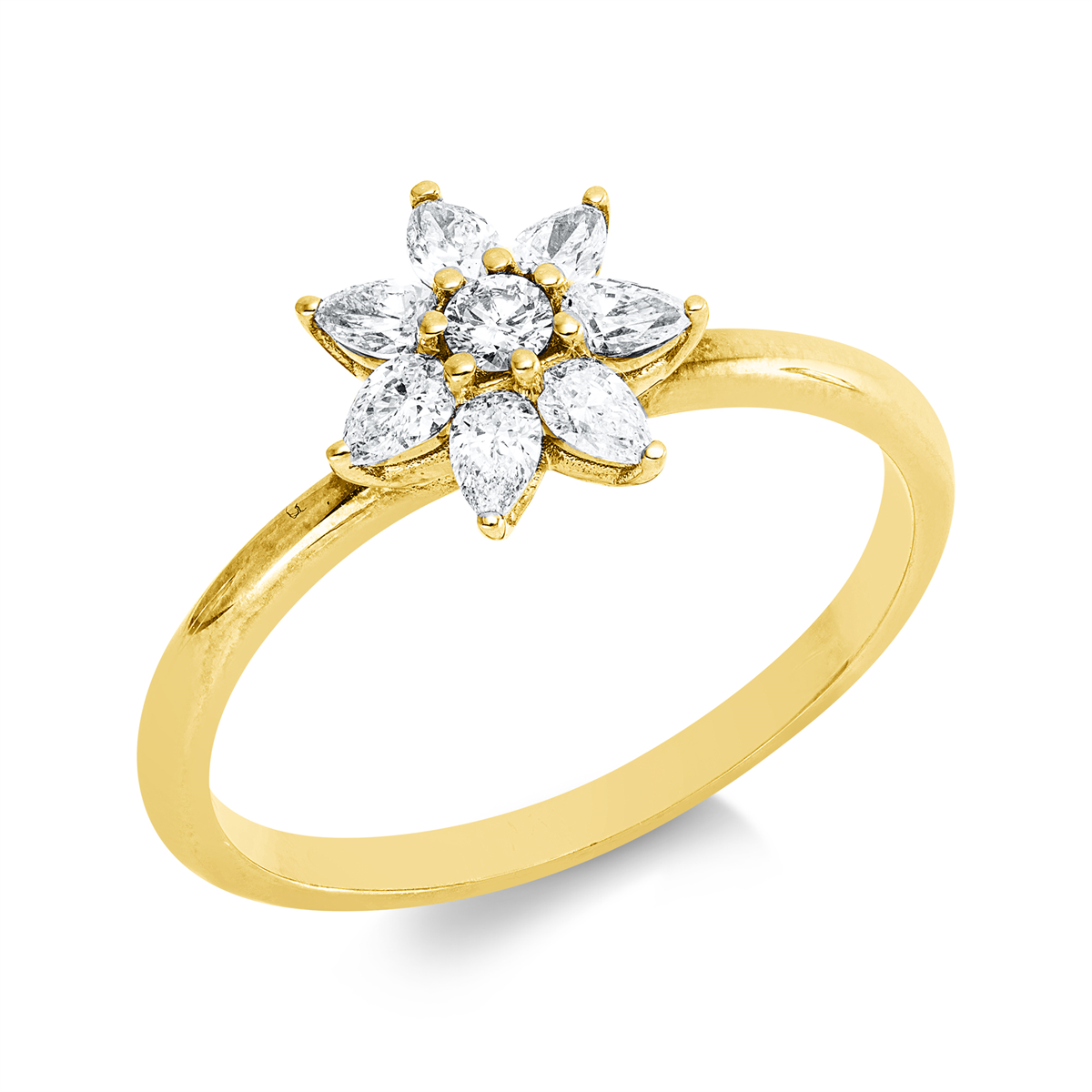 diamond full cut  modern woman ring in yellow gold