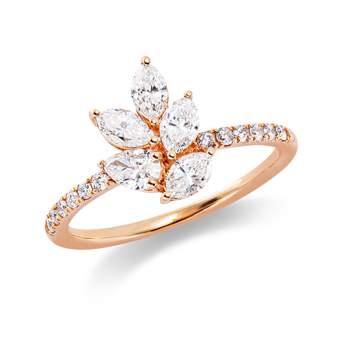 marquise  modern woman ring in red gold