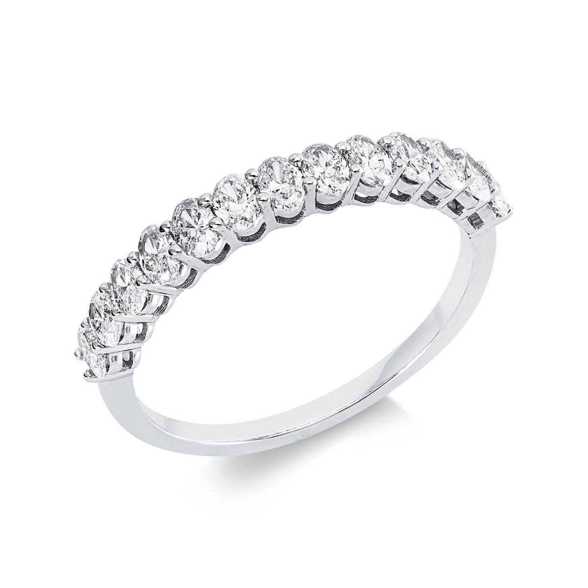oval  modern woman ring in white gold