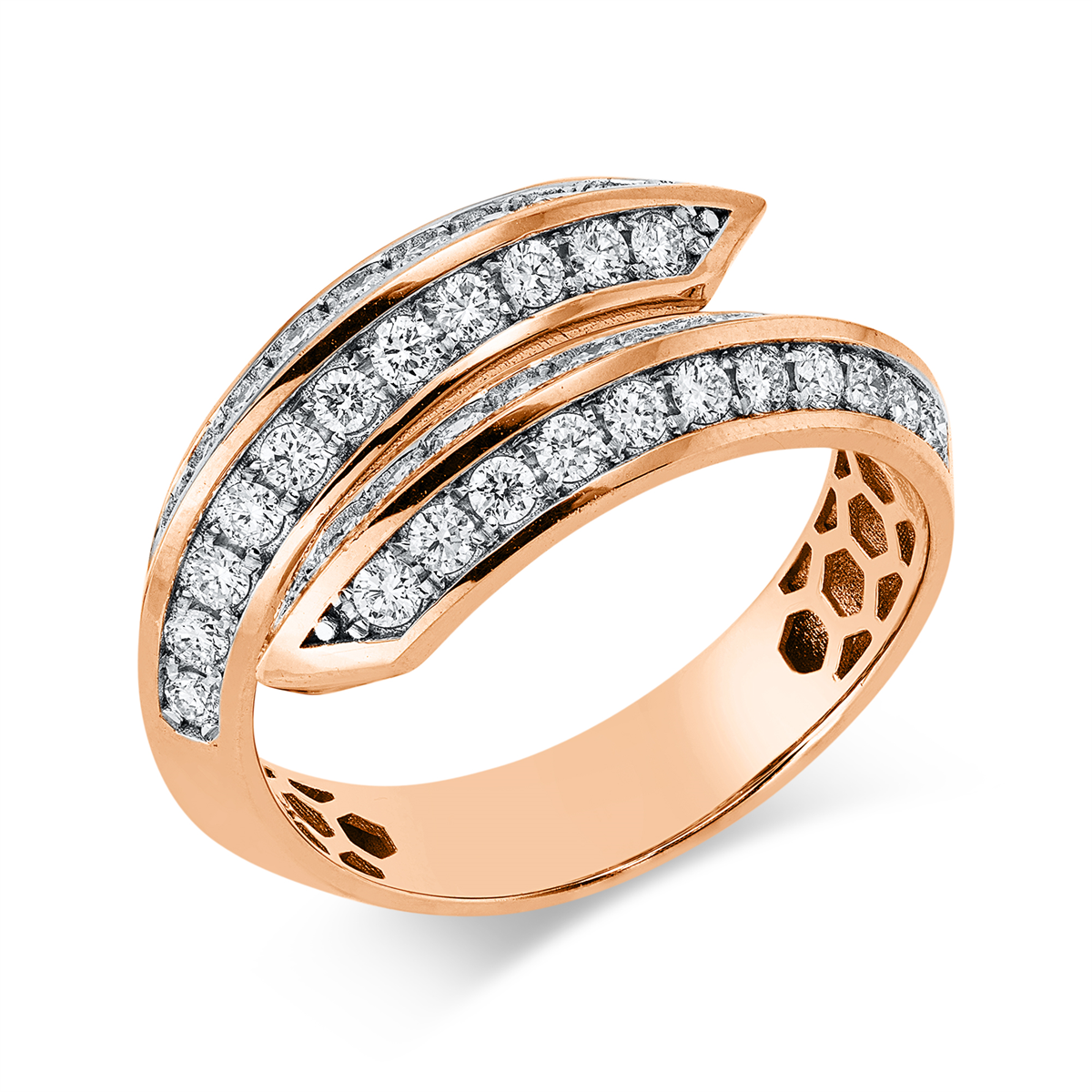 diamond full cut  modern woman ring in red gold / white gold