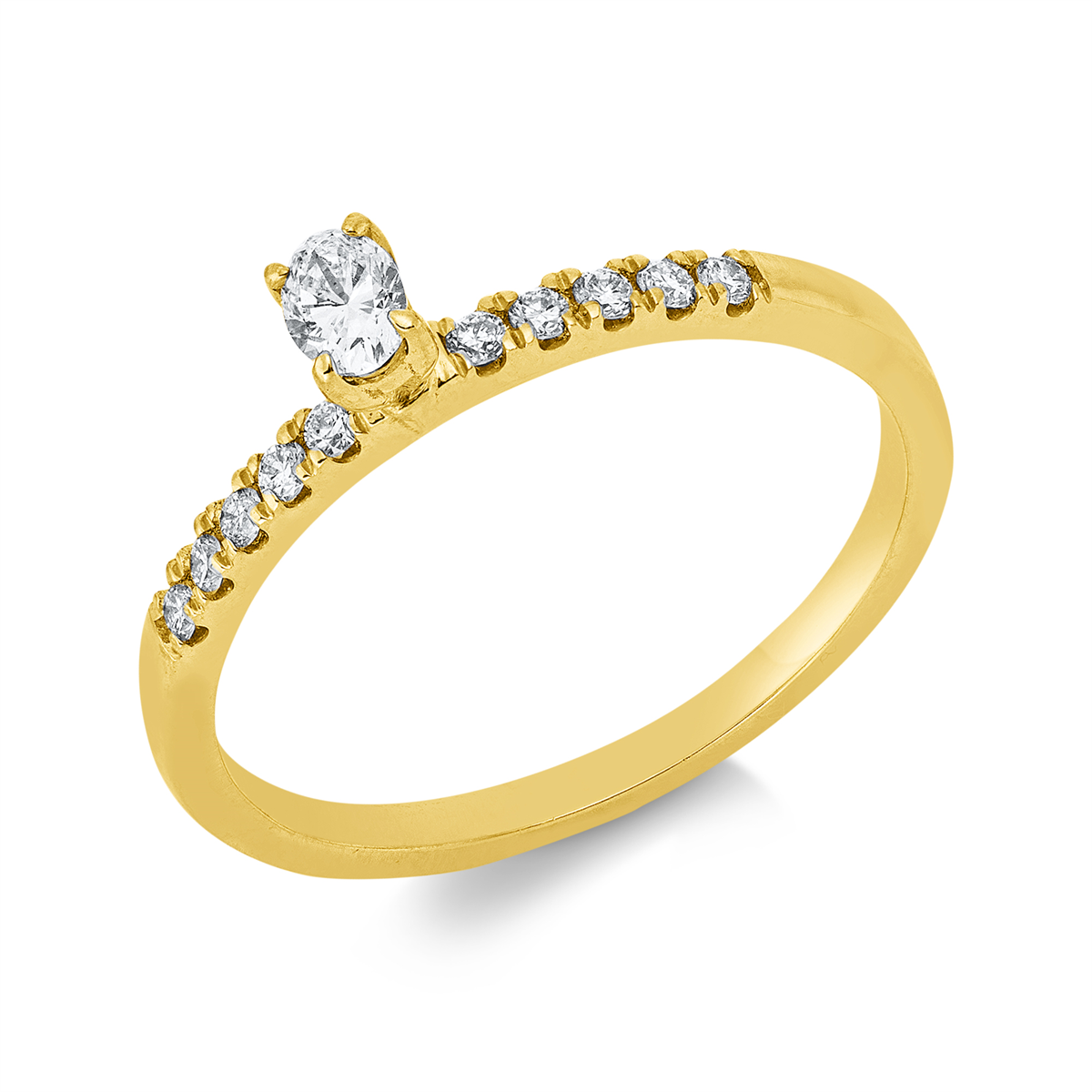 diamond full cut  solitaire with accent stones ring in yellow gold