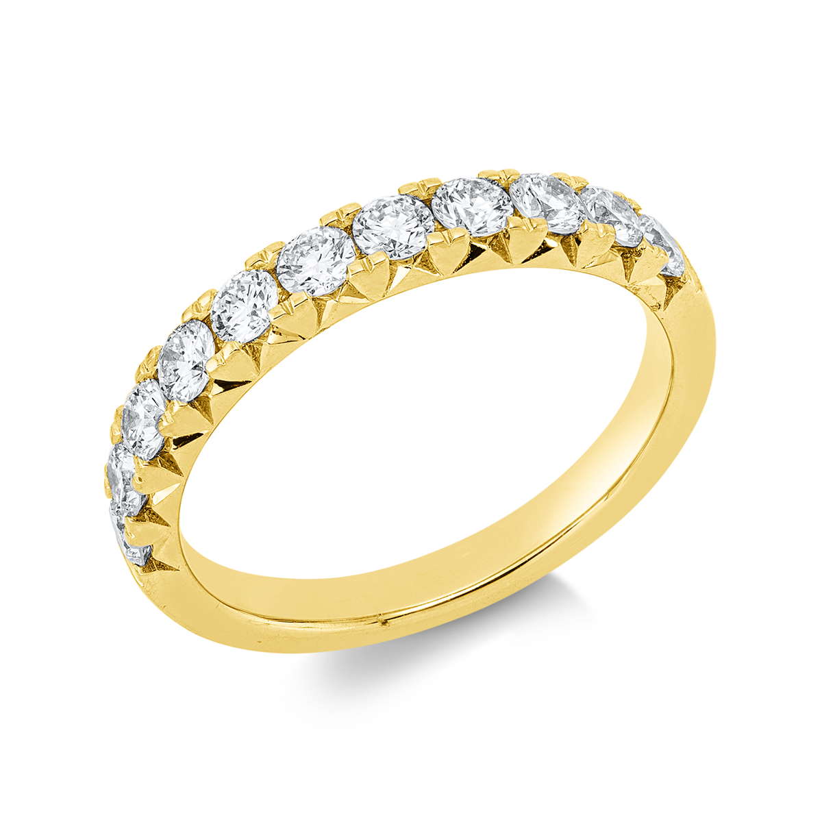 diamond full cut  eternity half ring in yellow gold