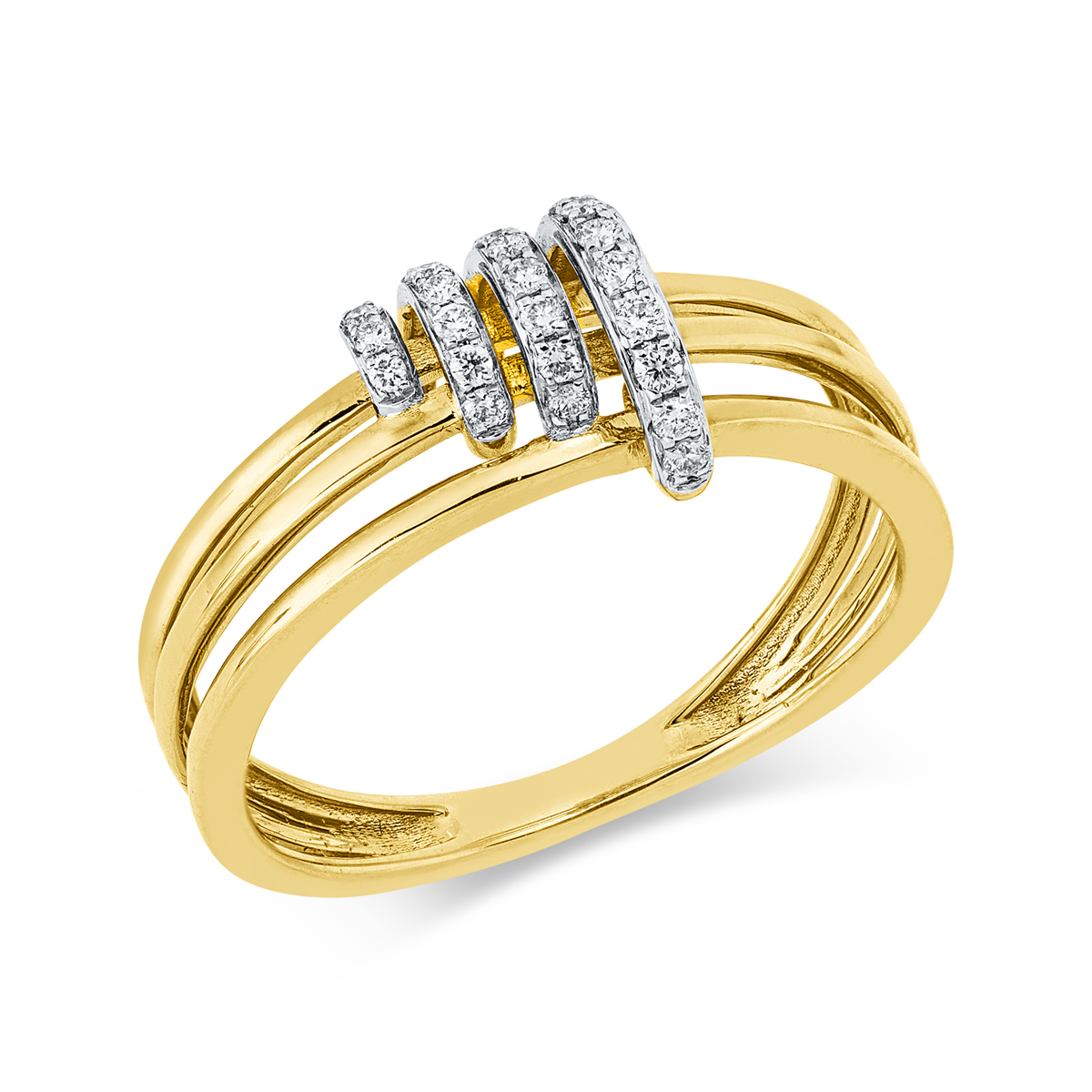 diamond full cut  modern woman ring in yellow gold / white gold