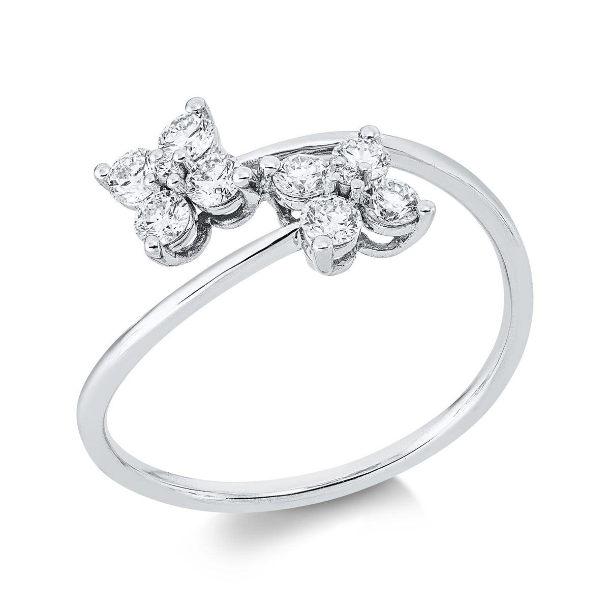 diamond full cut  modern woman ring in white gold