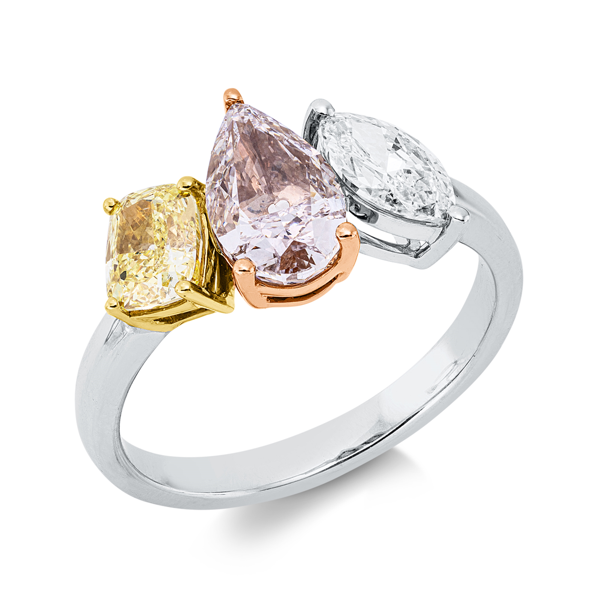 pear shape  colored stone classic ring in whitegold /yellowgold /redgold