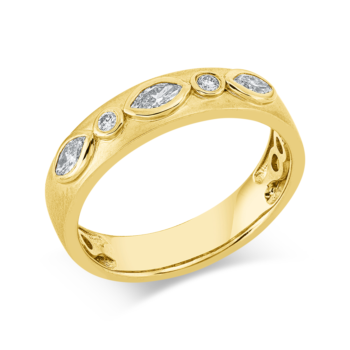 diamond full cut  modern woman ring in yellow gold