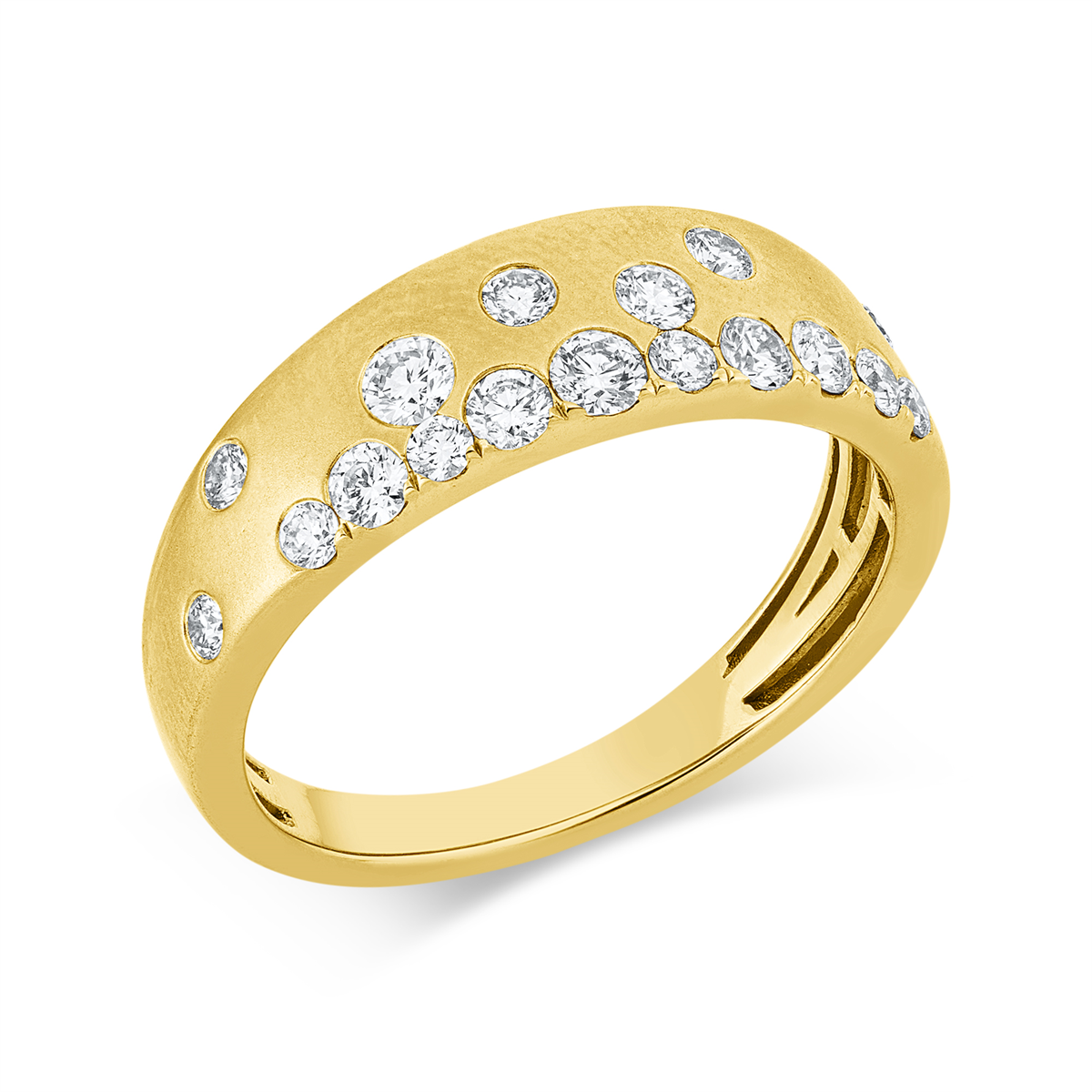 diamond full cut  modern woman ring in yellow gold