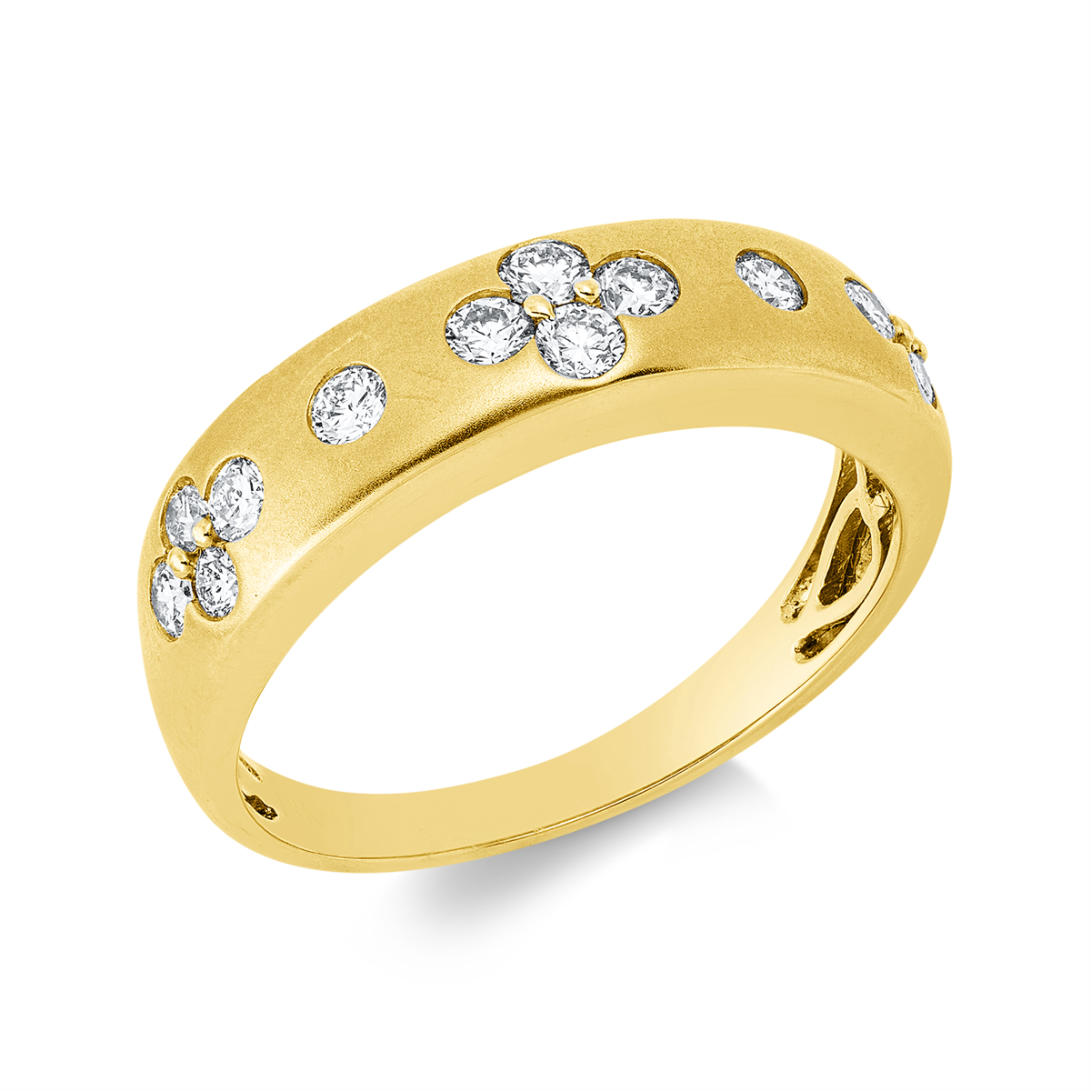diamond full cut  modern woman ring in yellow gold