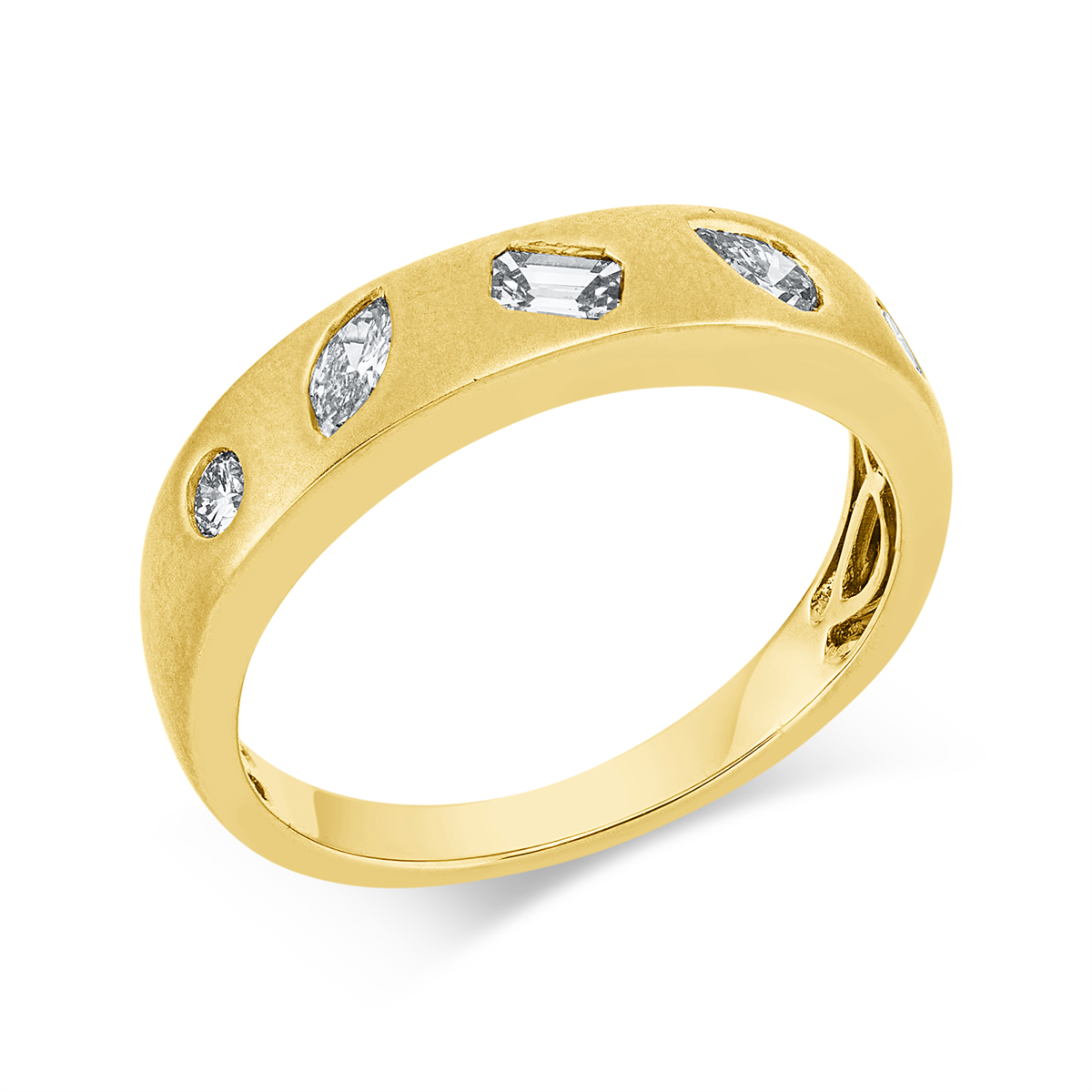diamond full cut  modern woman ring in yellow gold